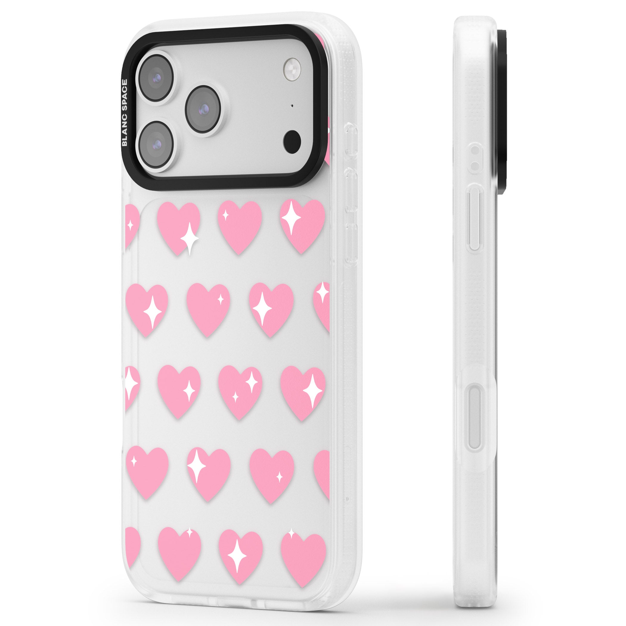 Sweet Hearts iPhone 17 Pro Impact Air Clear Phone Case Side Profile