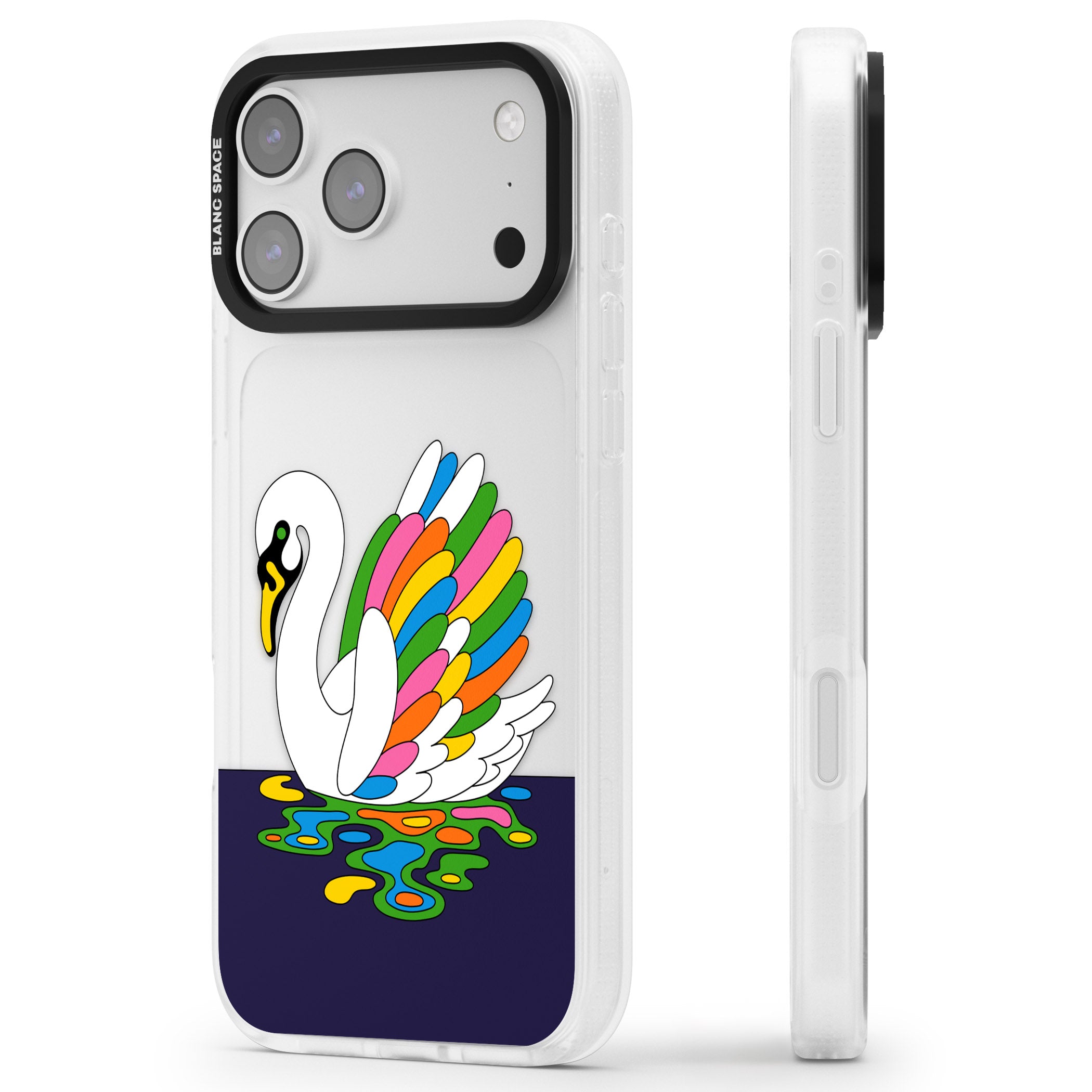 Serene Swan iPhone 17 Pro Impact Air Clear Phone Case Side Profile