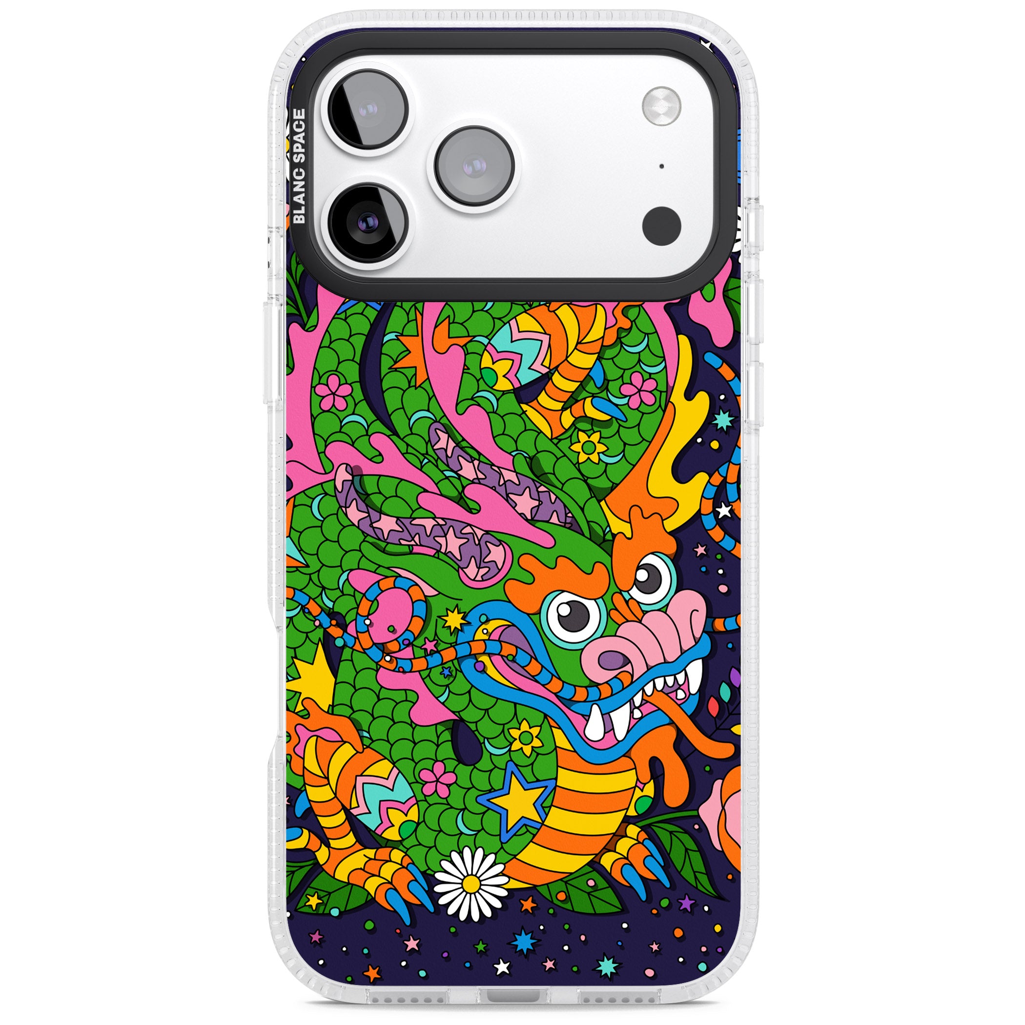 Psychedelic Jungle Dragon (Purple) iPhone 17 Pro Impact Air Clear Phone Case