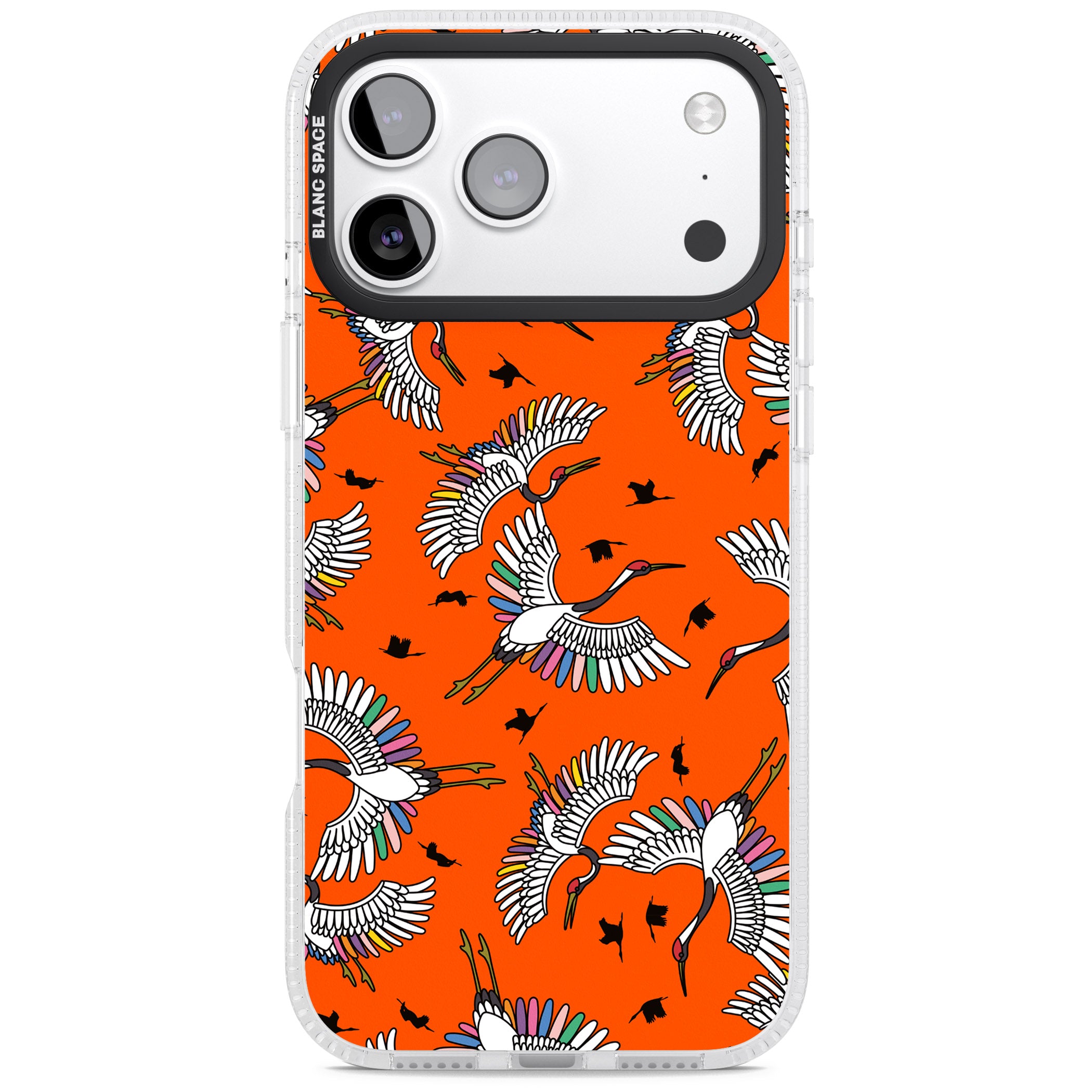 Colourful Crane Pattern (Orange) iPhone 17 Pro Impact Air Clear Phone Case