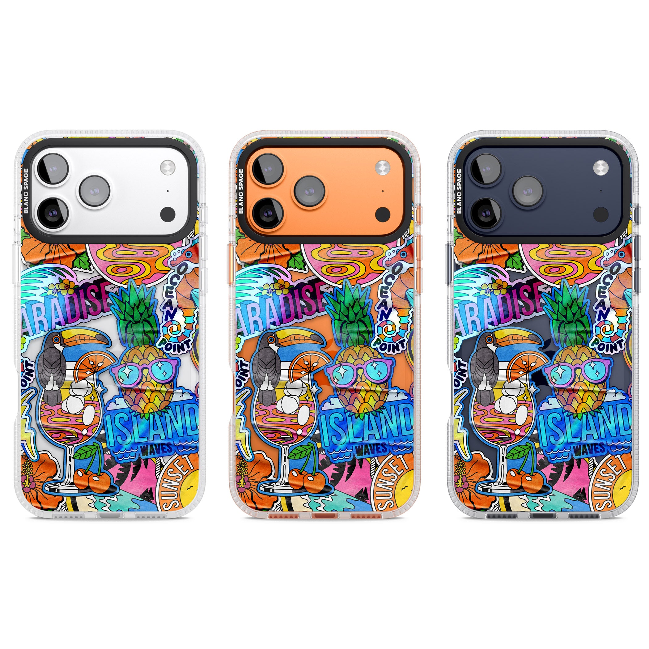 Tropical Vibes Collage iPhone 17 Pro Impact Air Clear Phone Case APT Impact Protection