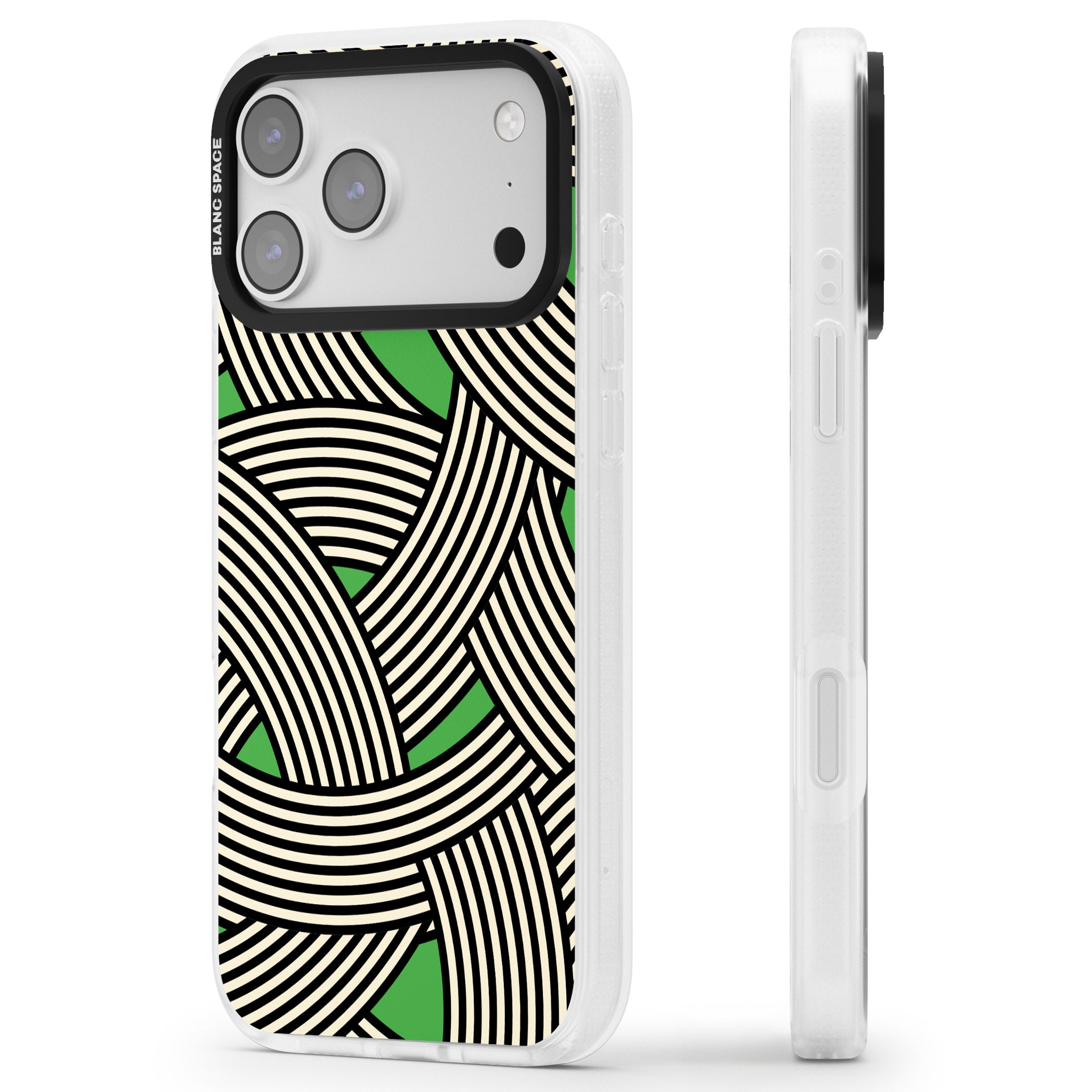 Green Optic Waves iPhone 17 Pro Impact Air Clear Phone Case Side Profile
