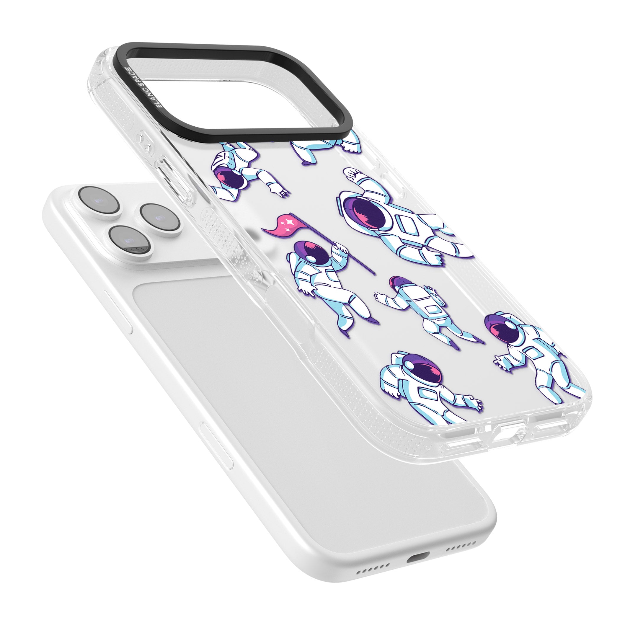 Astronaut Pattern iPhone 17 Pro Impact Air Clear Phone Case Colours