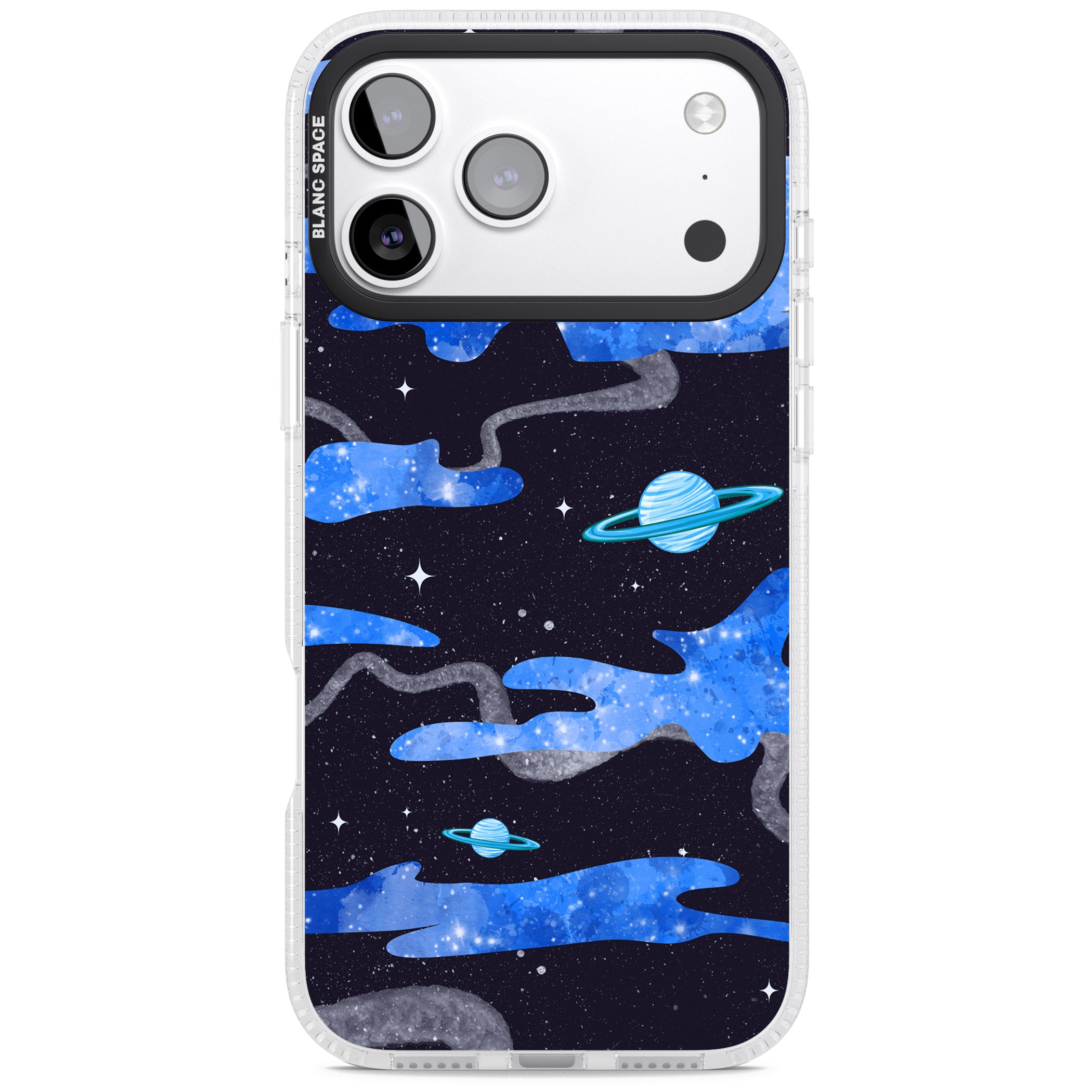 Blue Galaxy iPhone 17 Pro Impact Air Clear Phone Case