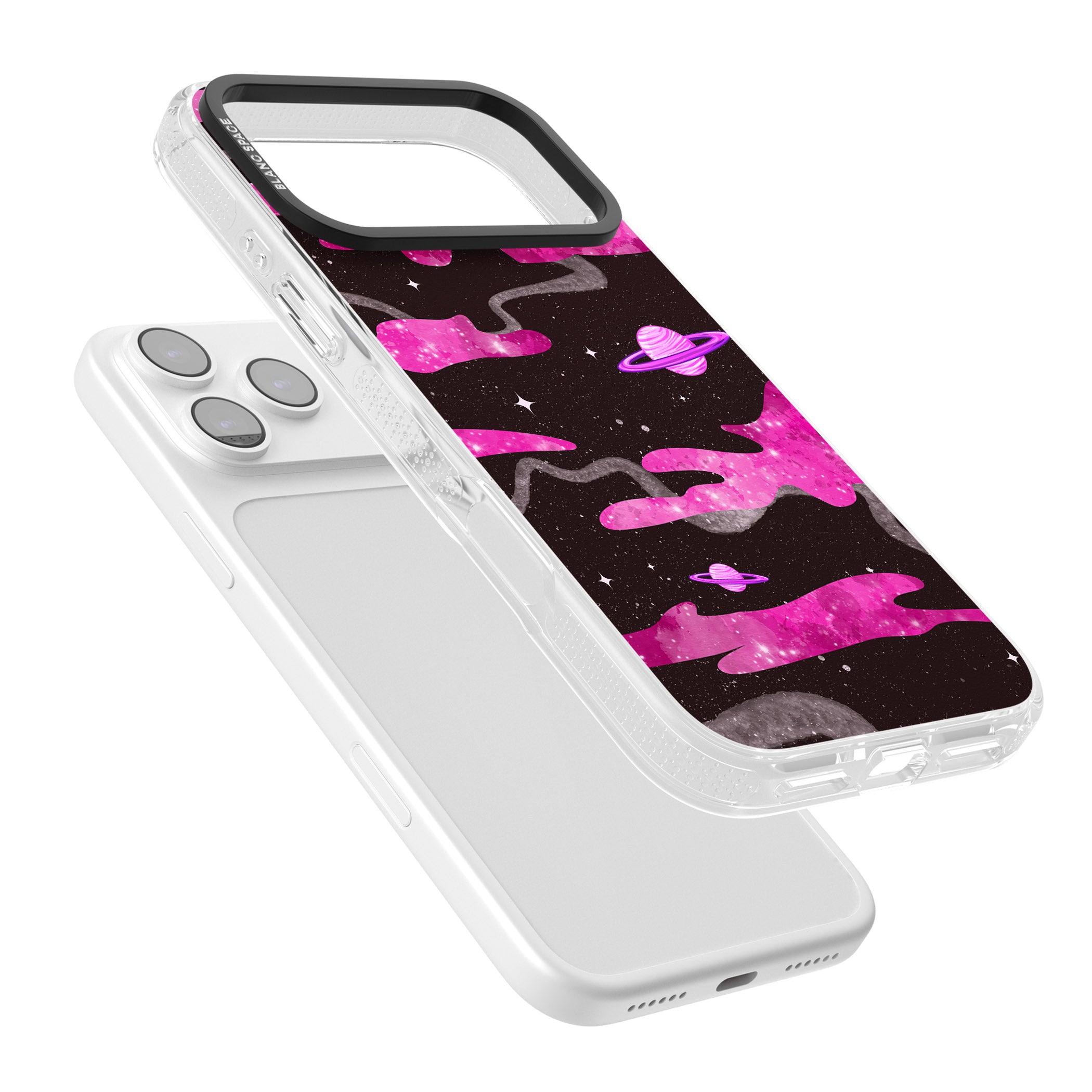 Pink Galaxy iPhone 17 Pro Impact Air Clear Phone Case Colours