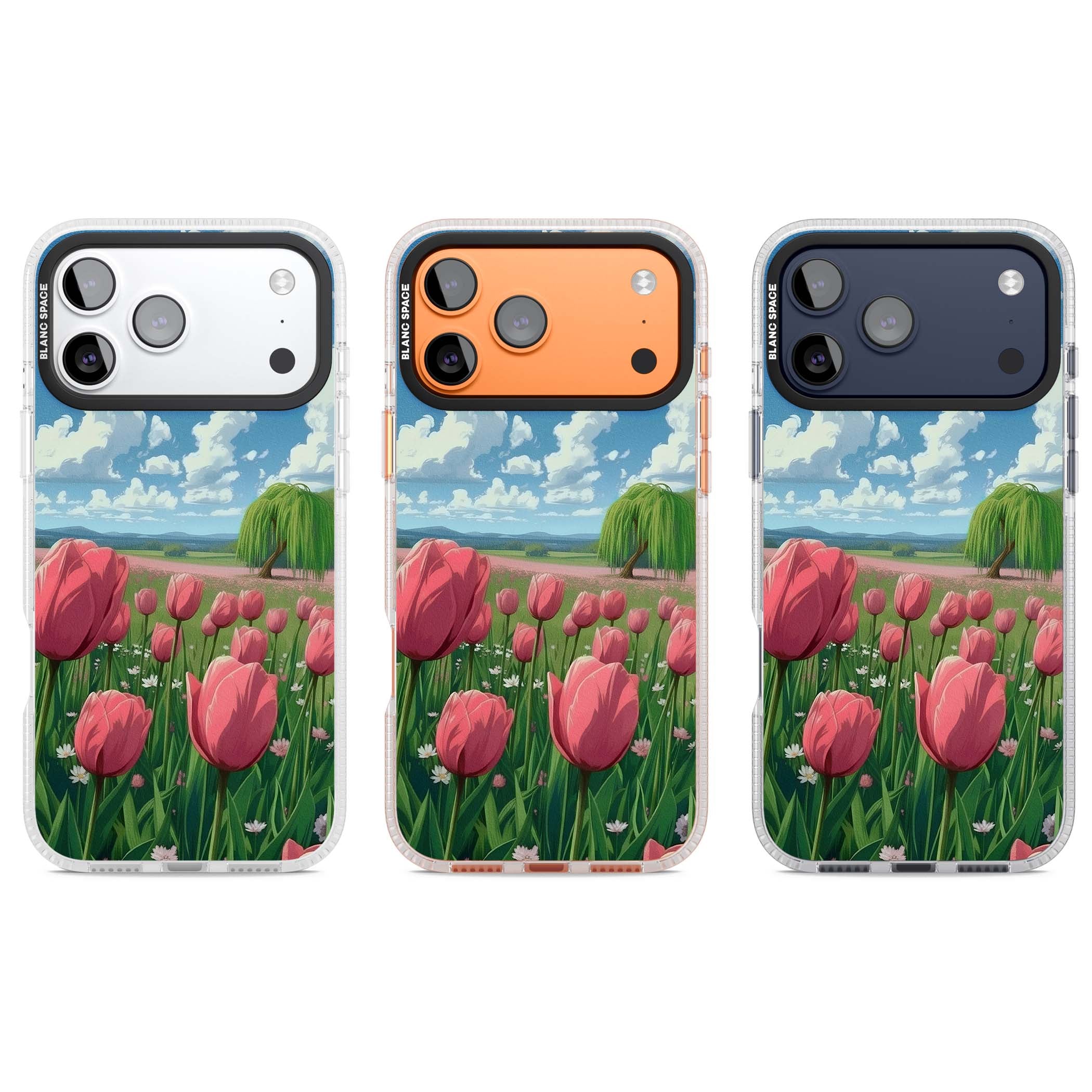 Willow By The Pink Tulips floral iPhone case | Clear Case Impact Air case for iPhone 17 Pro, iPhone 17 Pro Max