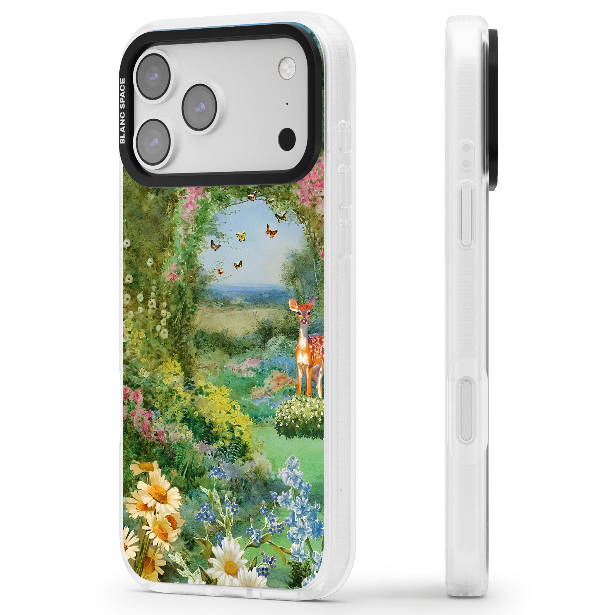Flourishing Meadow iPhone 17 Pro Impact Air Clear Phone Case Side Profile