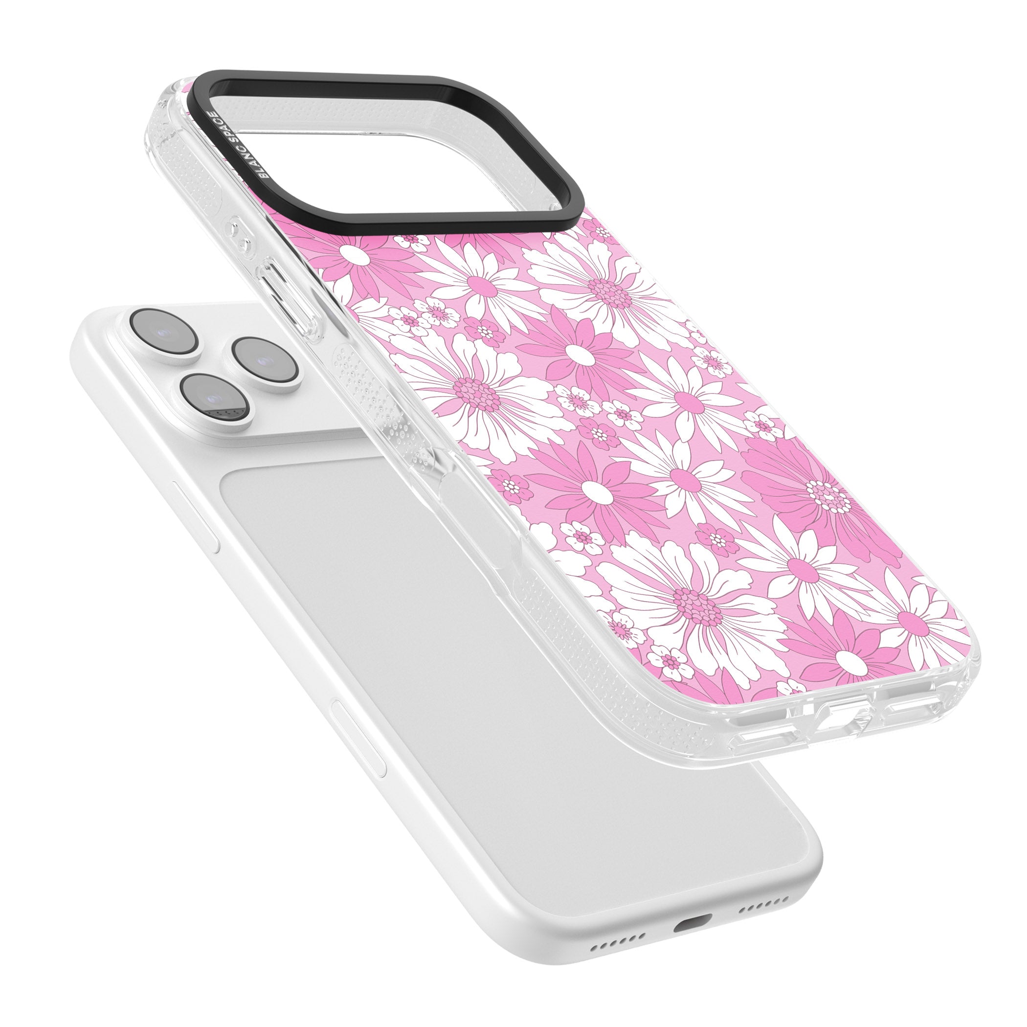 Pink White Flowers iPhone 17 Pro Impact Air Clear Phone Case Colours