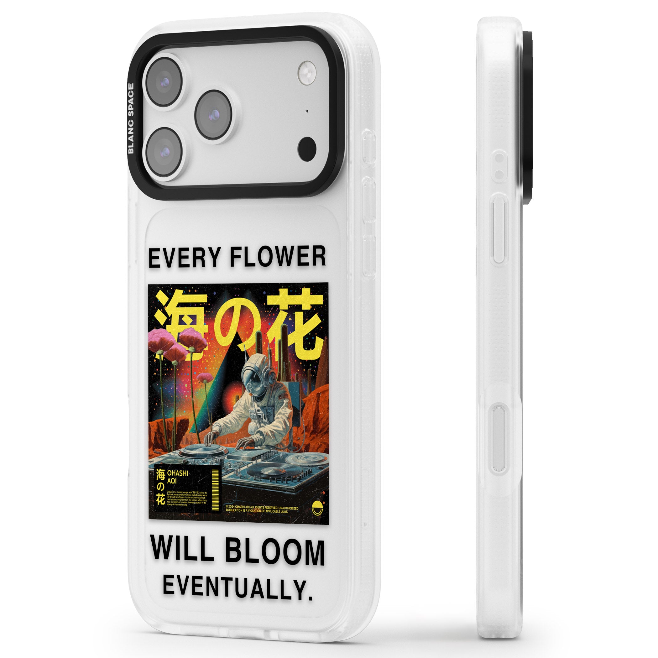 Every Flower Will Bloom Eventually iPhone 17 Pro Impact Air Clear Phone Case Side Profile
