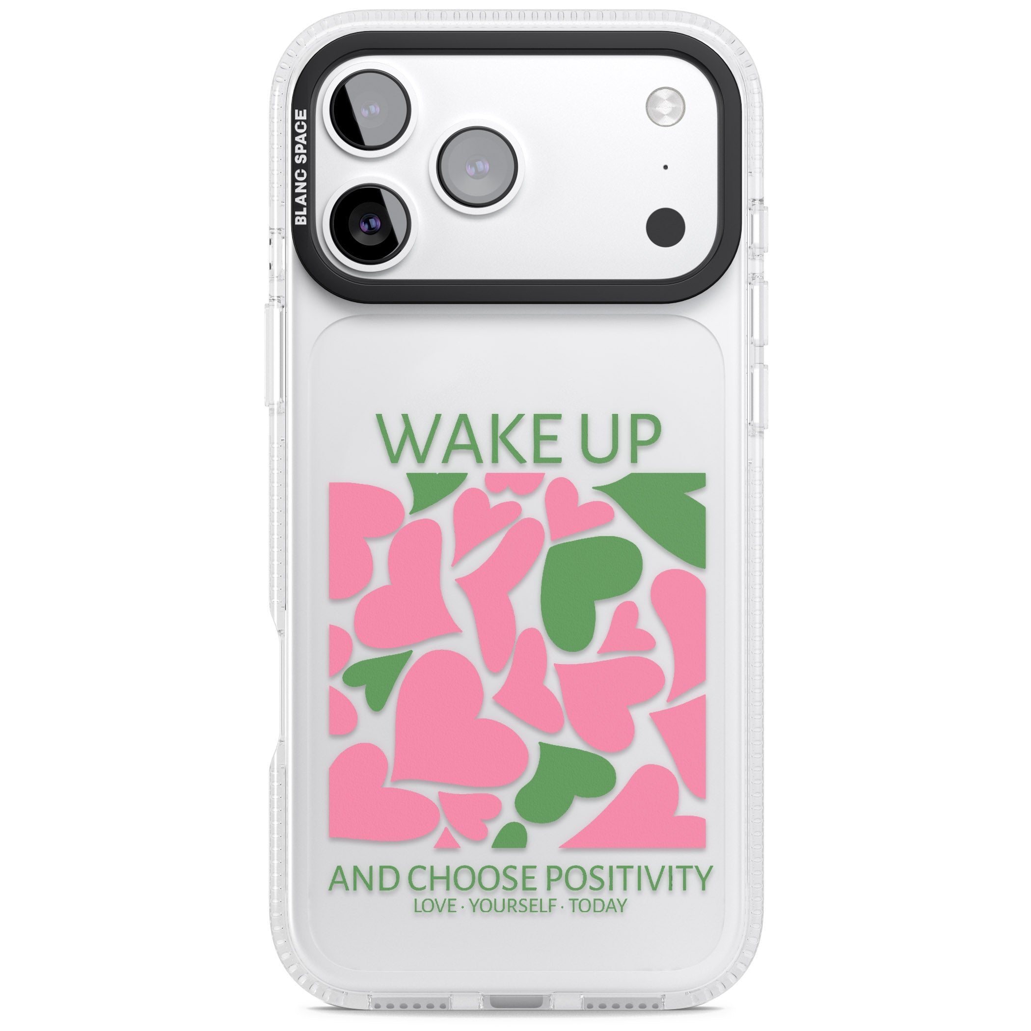 Wake Up And Choose Positivity iPhone 17 Pro Impact Air Clear Phone Case