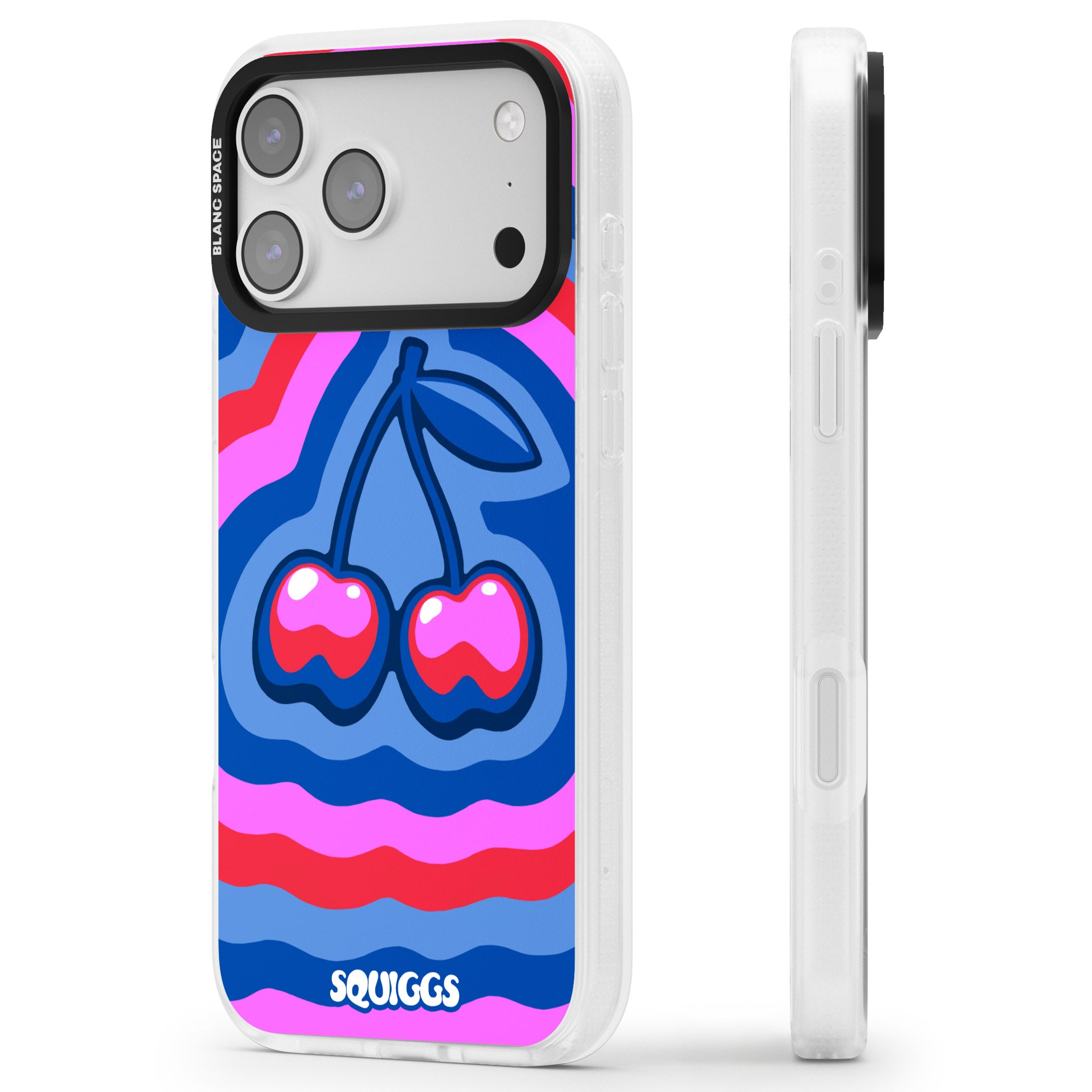 Cherry Rainbow iPhone 17 Pro Impact Air Clear Phone Case Side Profile