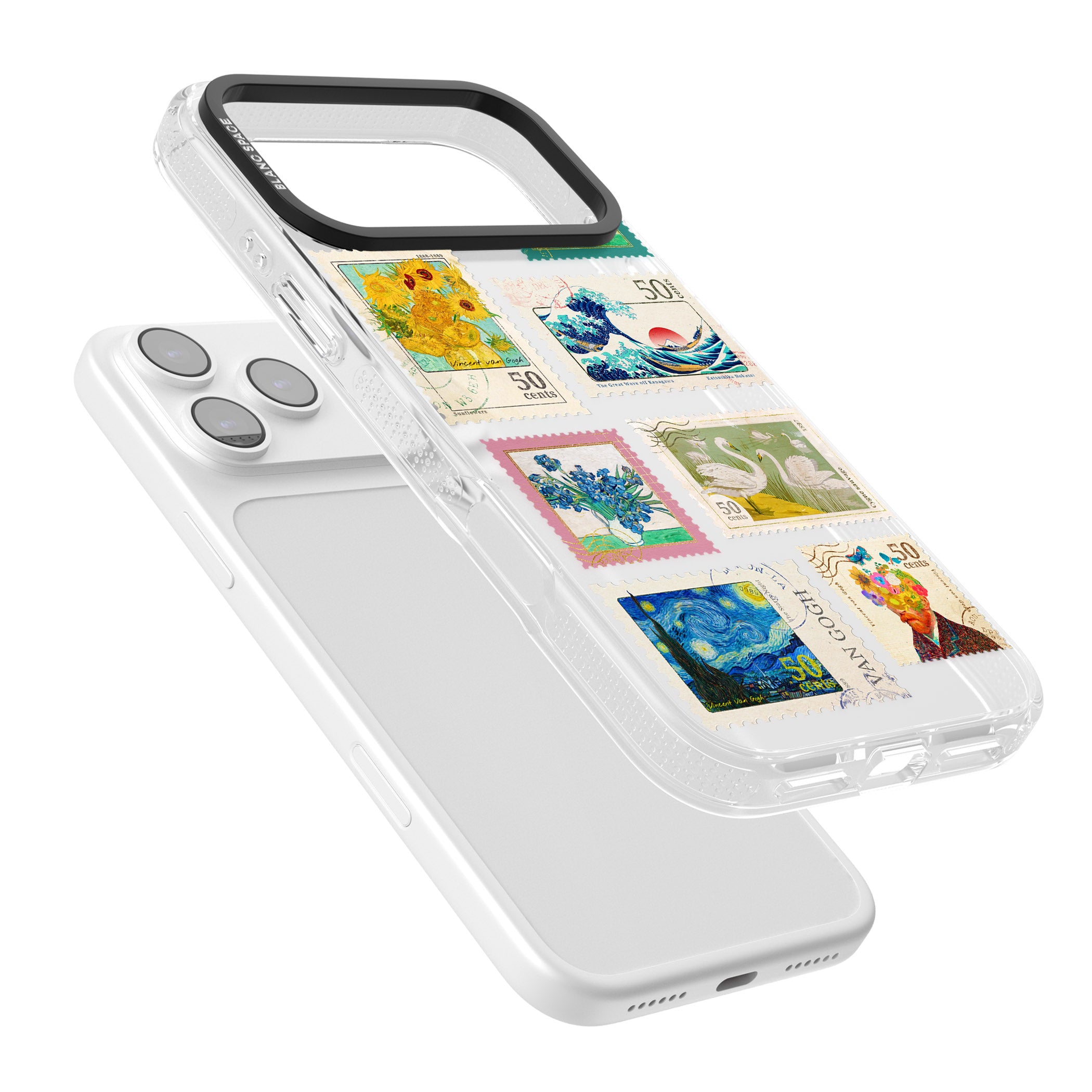 Vintage Art Stamps iPhone 17 Pro Impact Air Clear Phone Case Colours