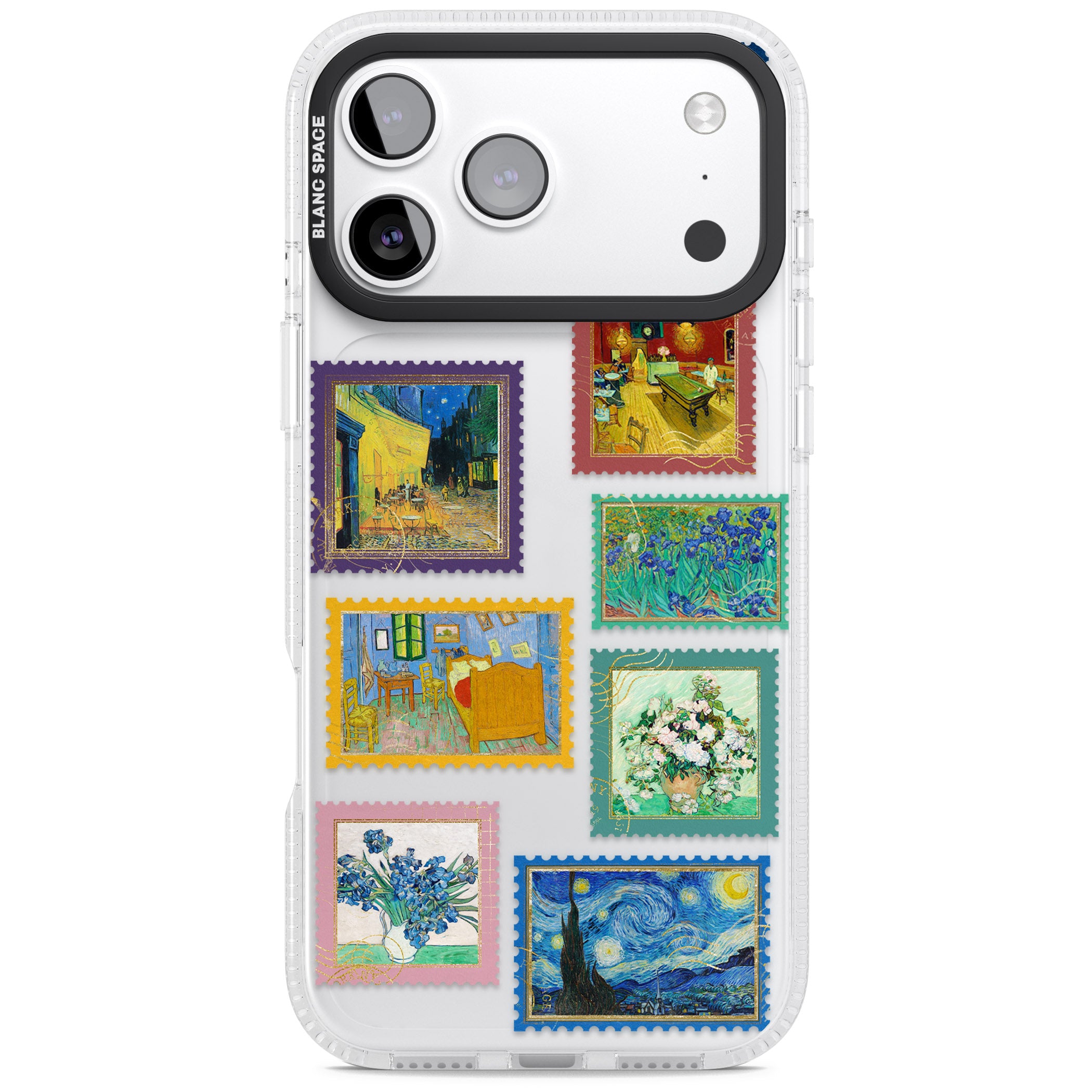 Colourful Vintage Art Stamps iPhone 17 Pro Impact Air Clear Phone Case