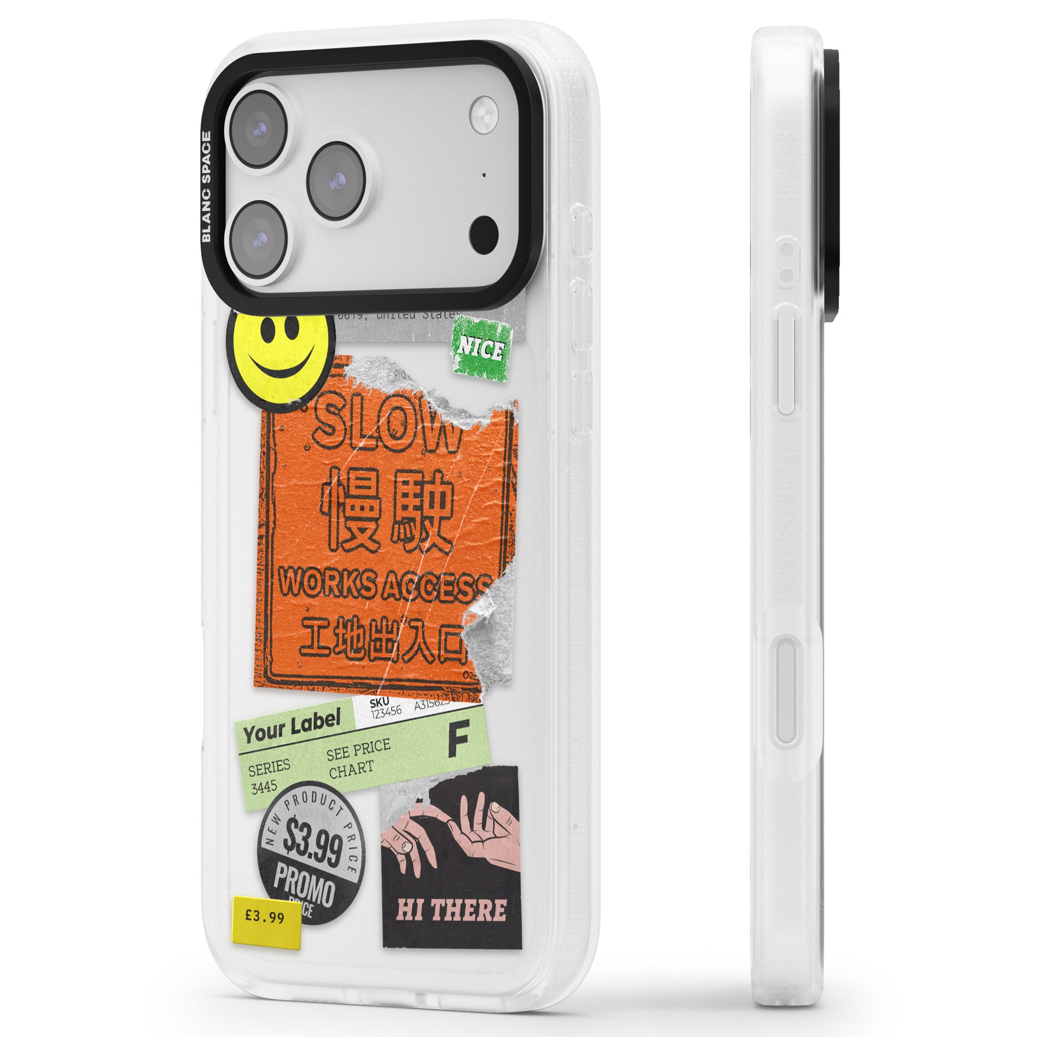 Kanji Signs Sticker Mix iPhone 17 Pro Impact Air Clear Phone Case Side Profile