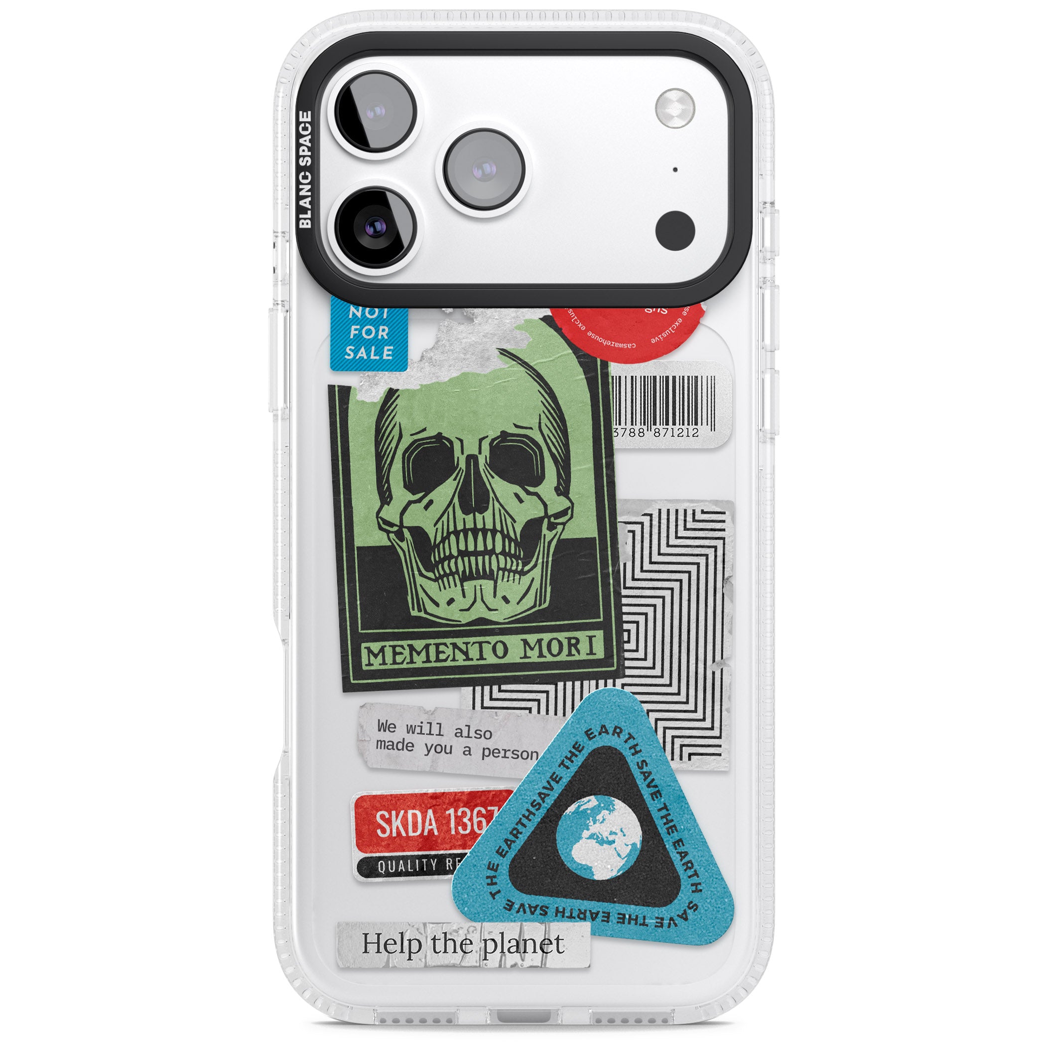Skull Sticker Mix iPhone 17 Pro Impact Air Clear Phone Case