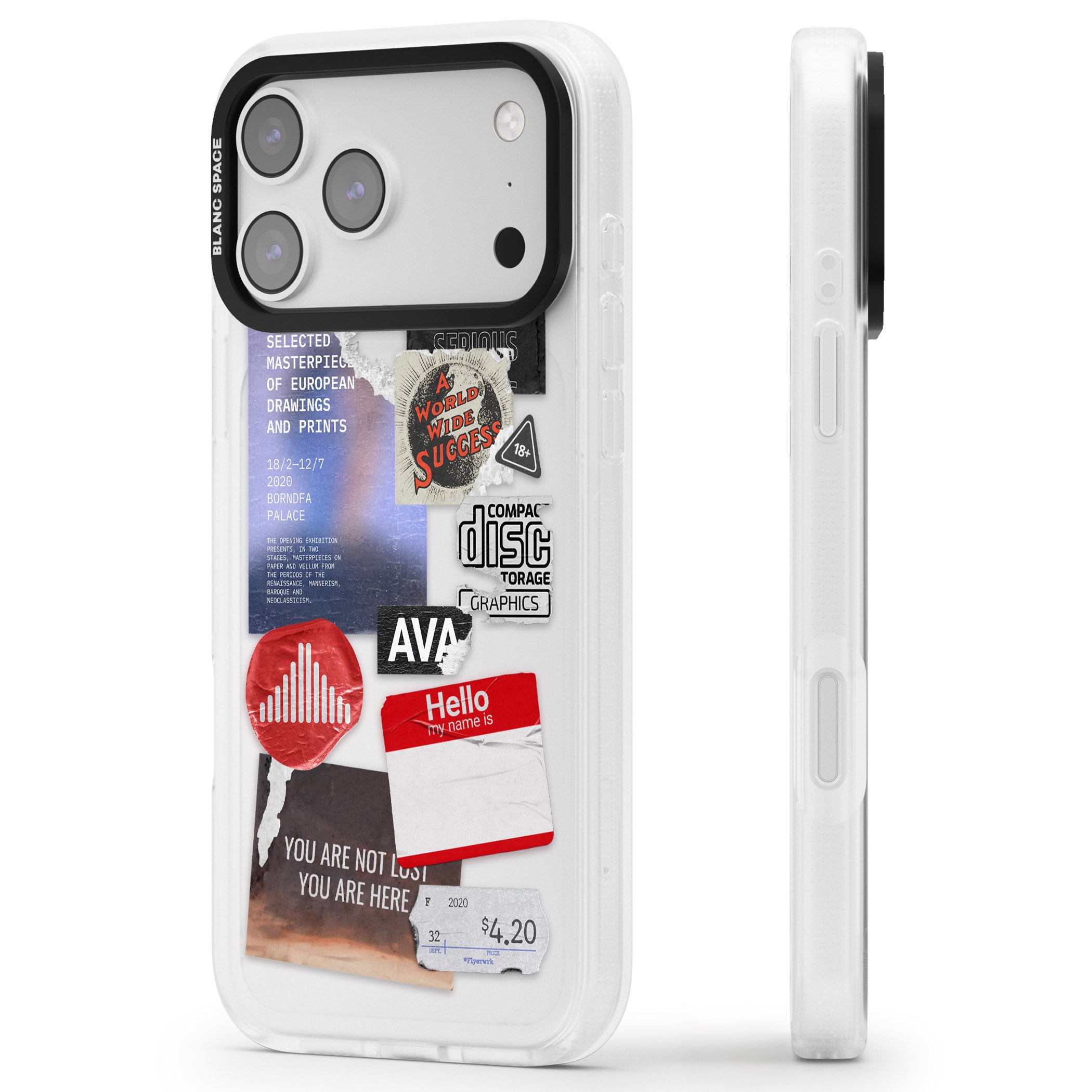Red & Black Sticker Mix iPhone 17 Pro Impact Air Clear Phone Case Side Profile