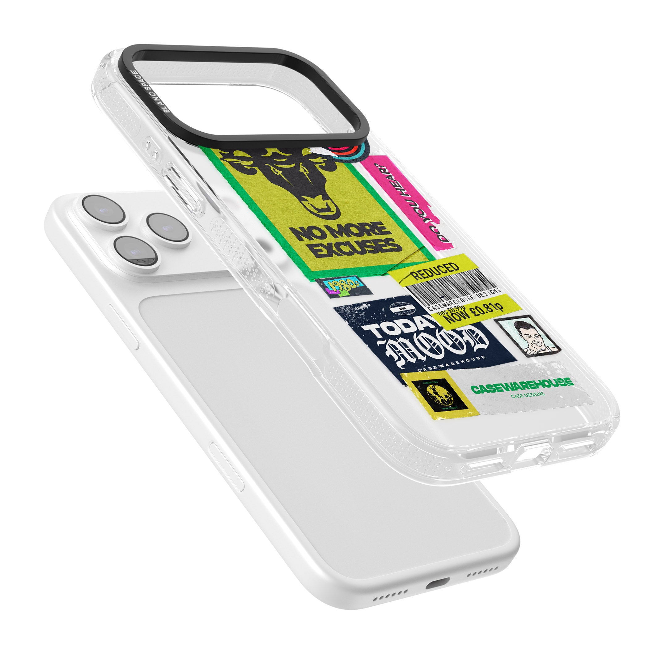 No More Excuses Sticker Mix iPhone 17 Pro Impact Air Clear Phone Case Colours