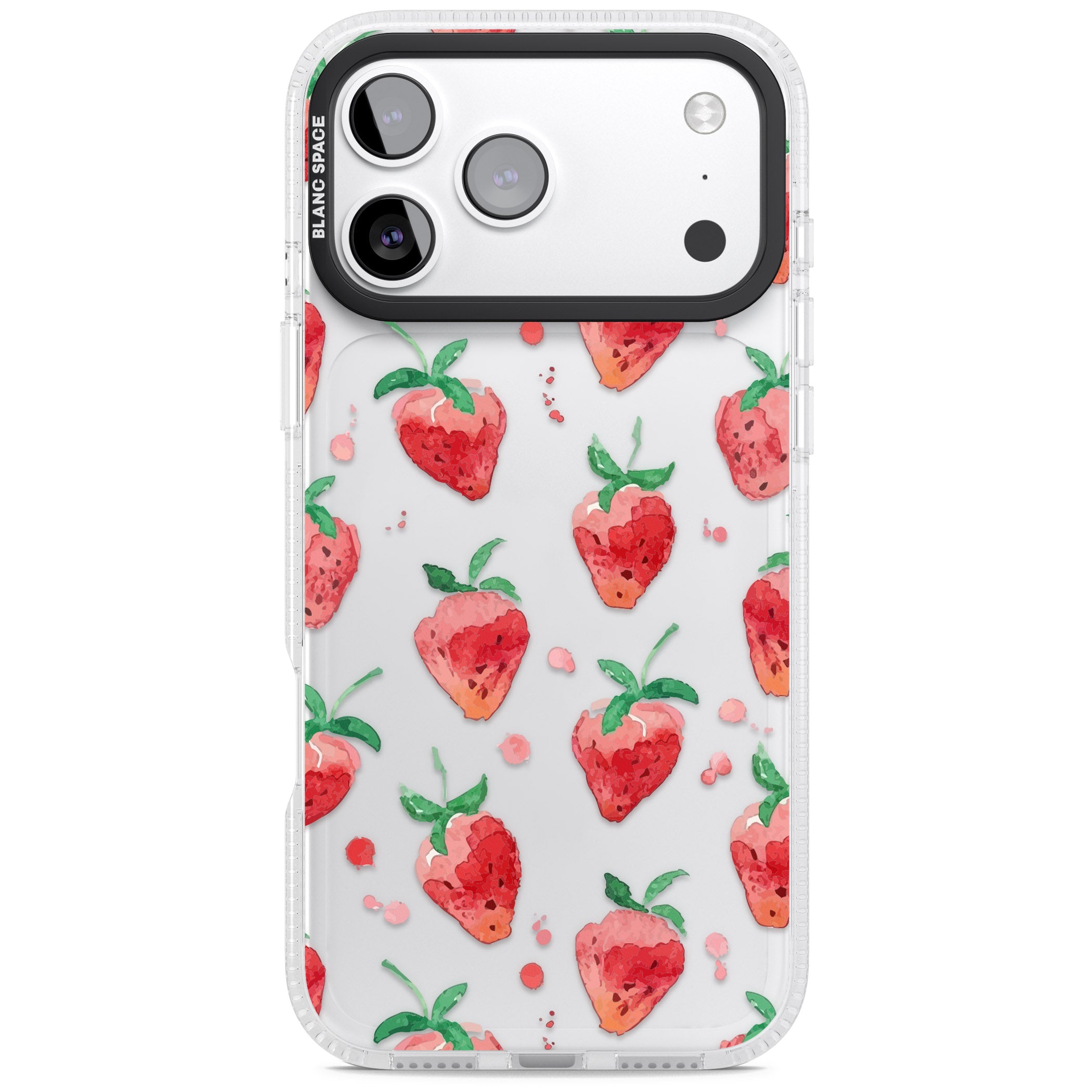 Strawberry Watercolour iPhone 17 Pro Impact Air Clear Phone Case