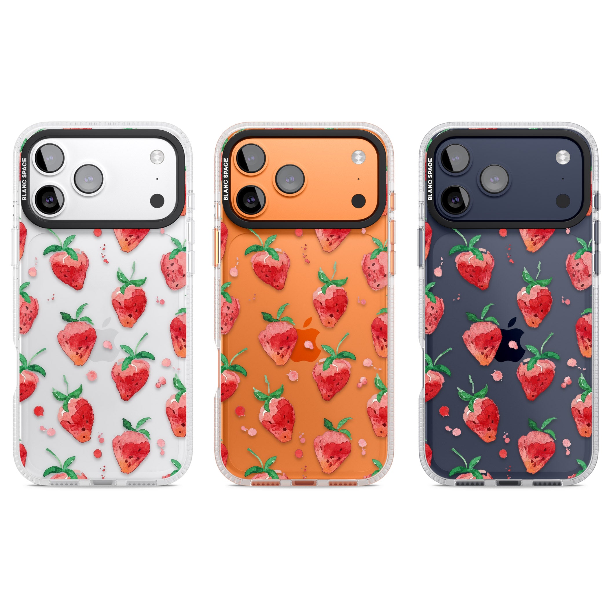 Strawberry Watercolour iPhone 17 Pro Impact Air Clear Phone Case APT Impact Protection