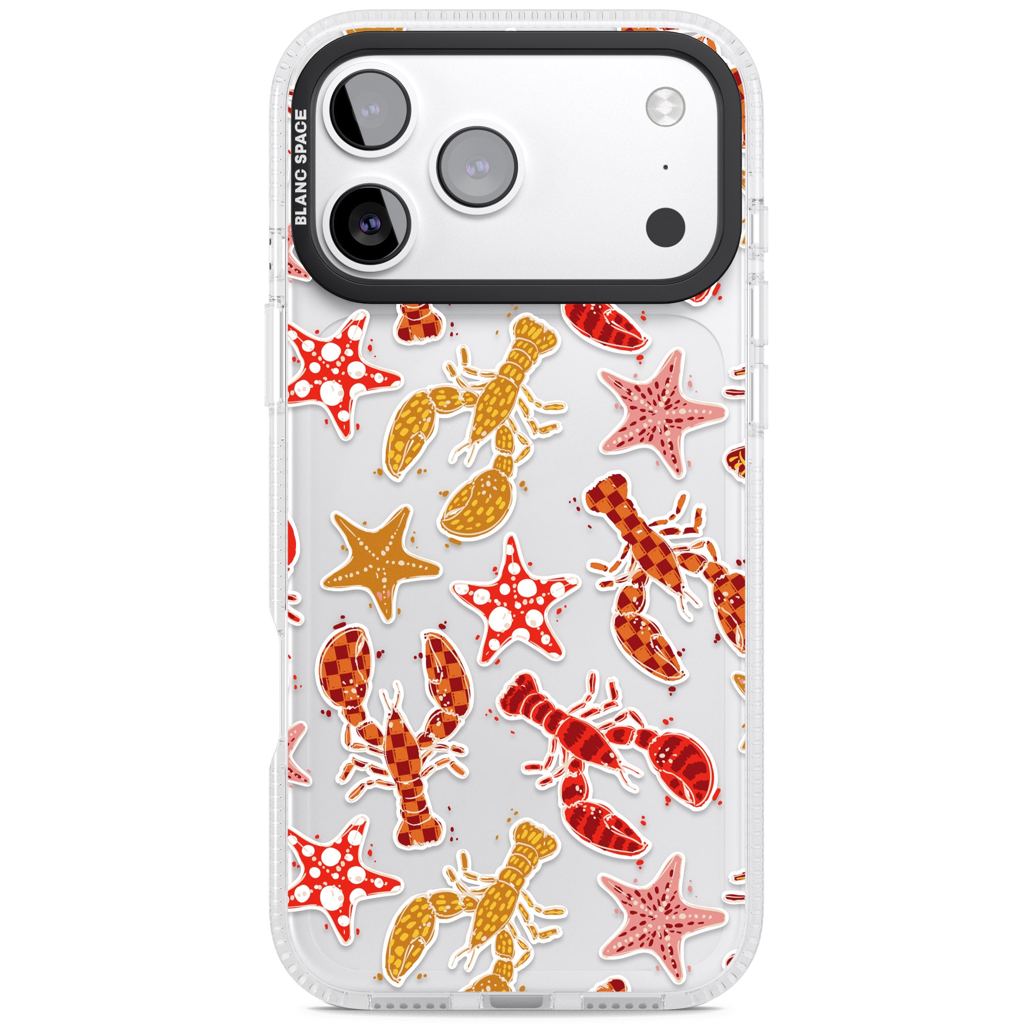 Lobster & Starfish Coastal Pattern iPhone 17 Pro Impact Air Clear Phone Case