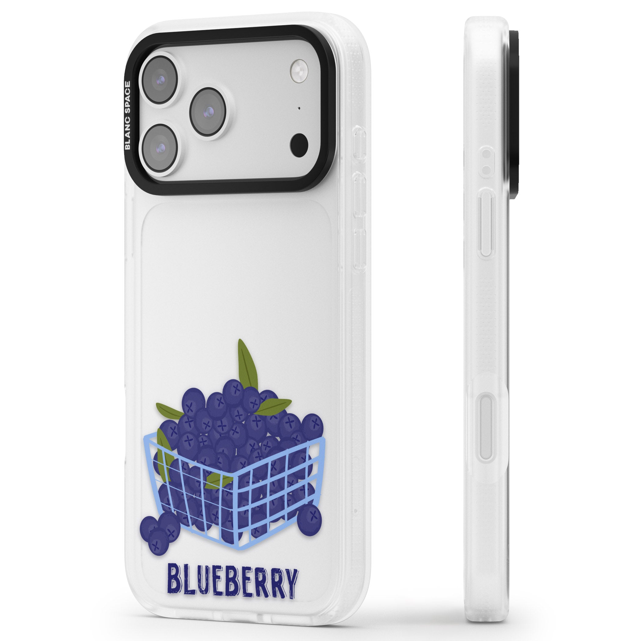 Blueberry Basket iPhone 17 Pro Impact Air Clear Phone Case Side Profile