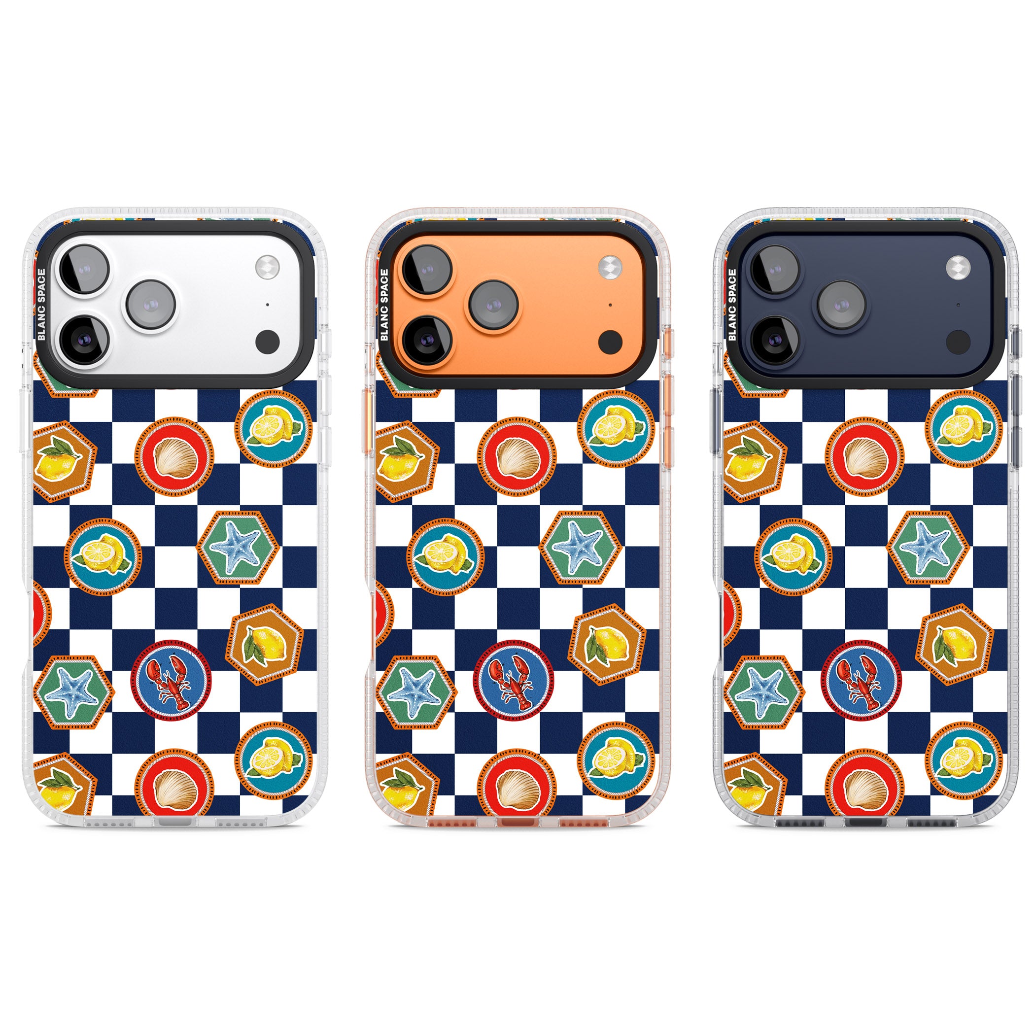Coastal Check Pattern iPhone 17 Pro Impact Air Clear Phone Case APT Impact Protection