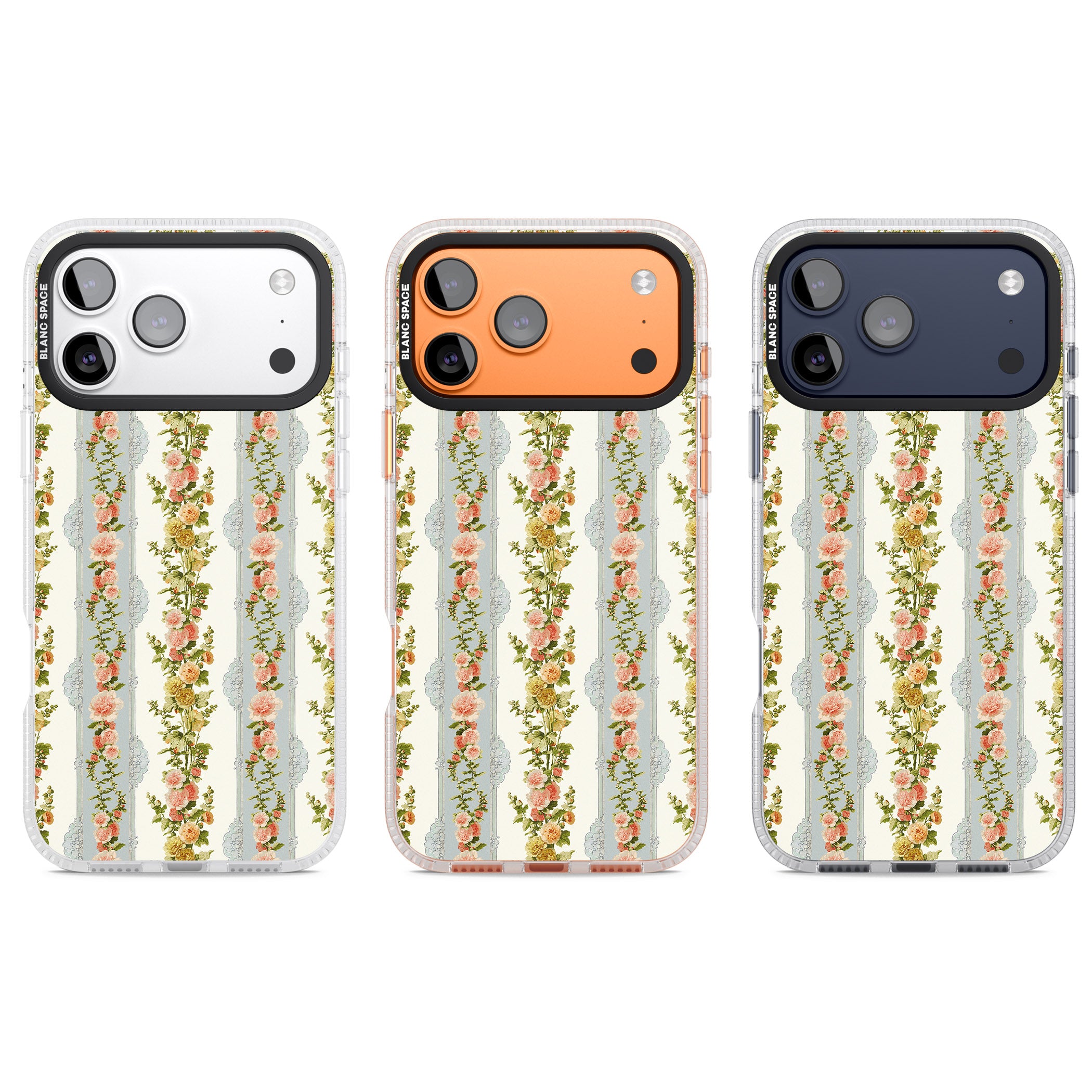 Vintage Floral Stripes iPhone 17 Pro Impact Air Clear Phone Case APT Impact Protection