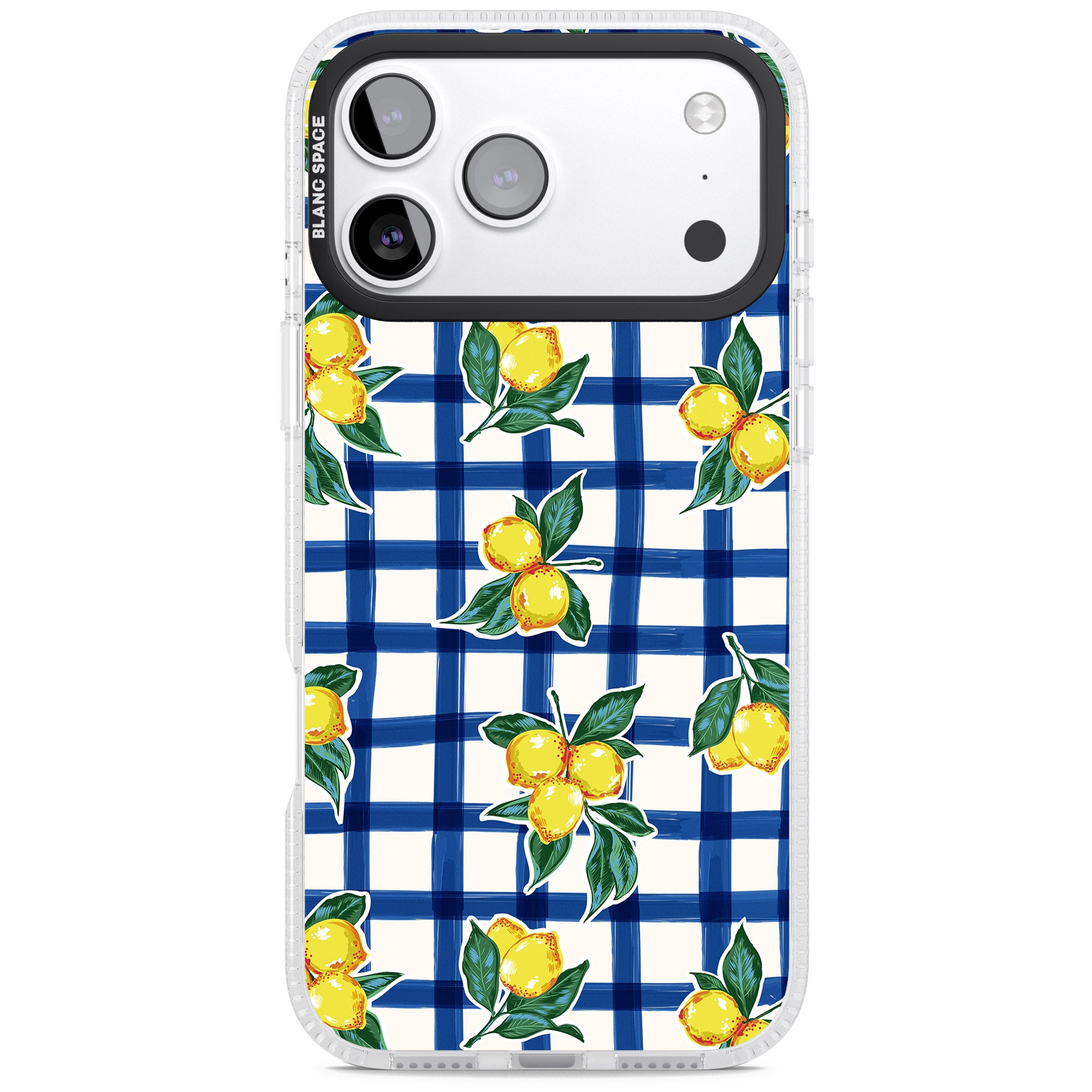 Lemon Gingham iPhone 17 Pro Impact Air Clear Phone Case
