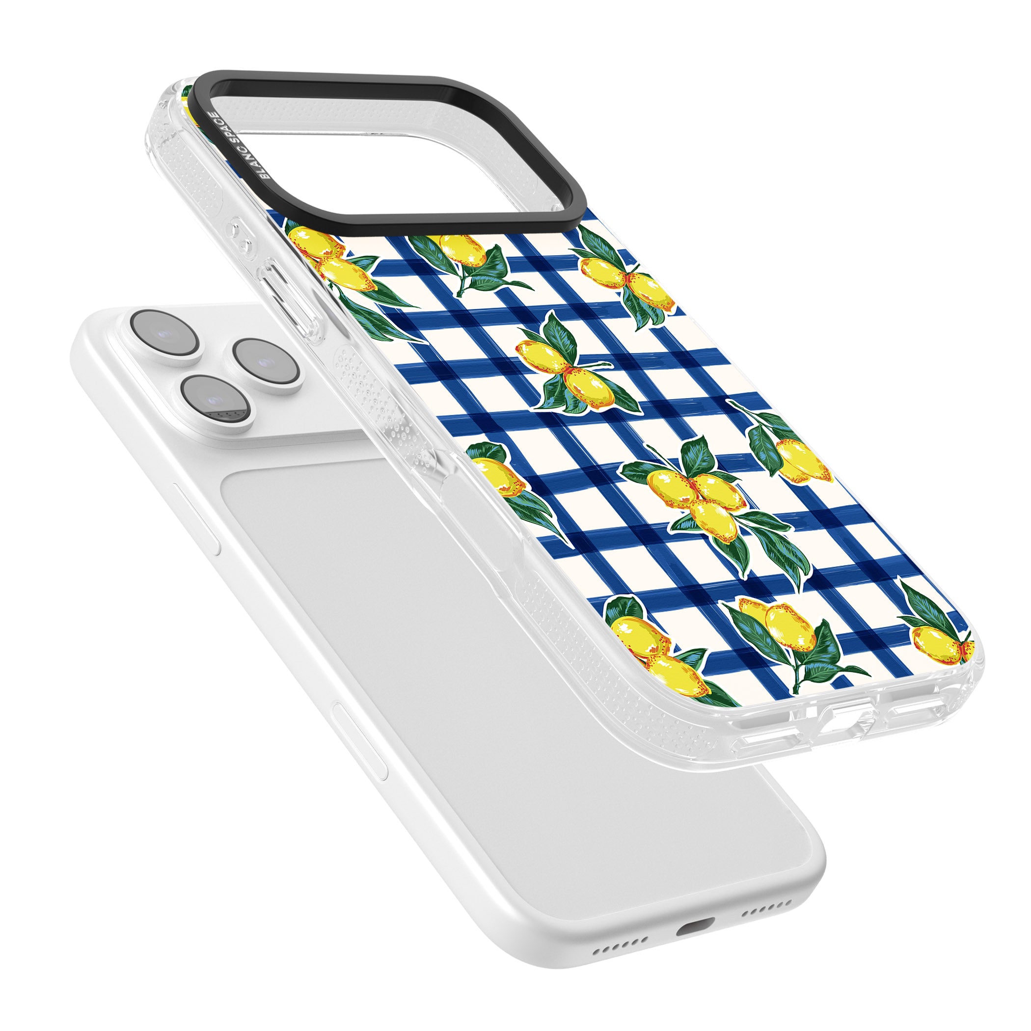 Lemon Gingham iPhone 17 Pro Impact Air Clear Phone Case Colours