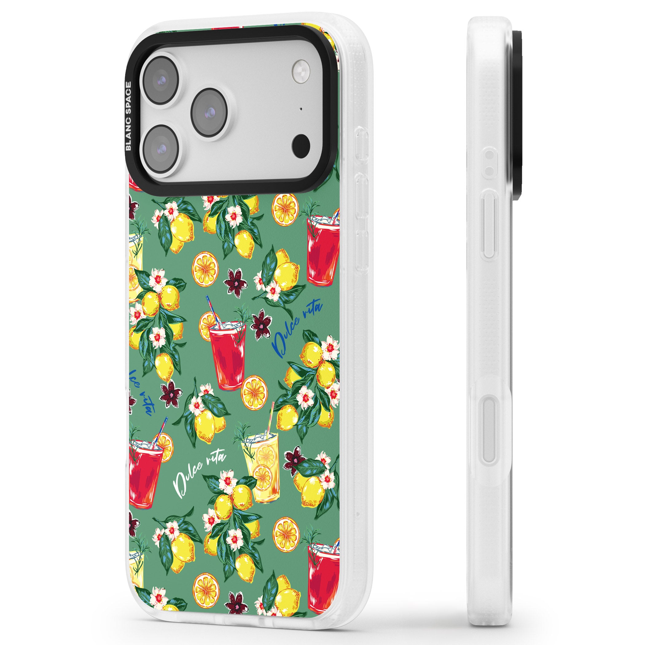 Lemon Cocktails iPhone 17 Pro Impact Air Clear Phone Case Side Profile