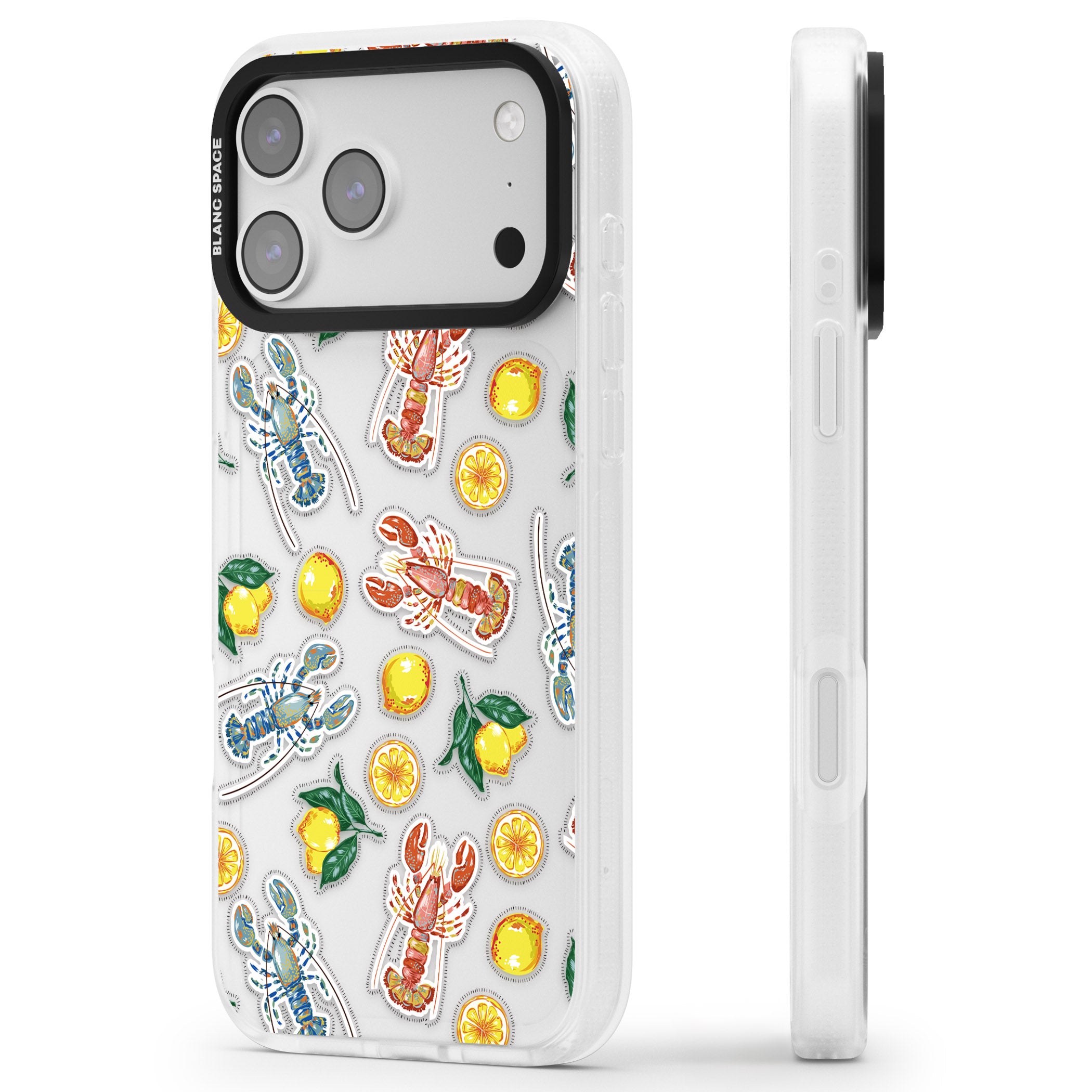 Lemons & Lobsters iPhone 17 Pro Impact Air Clear Phone Case Side Profile