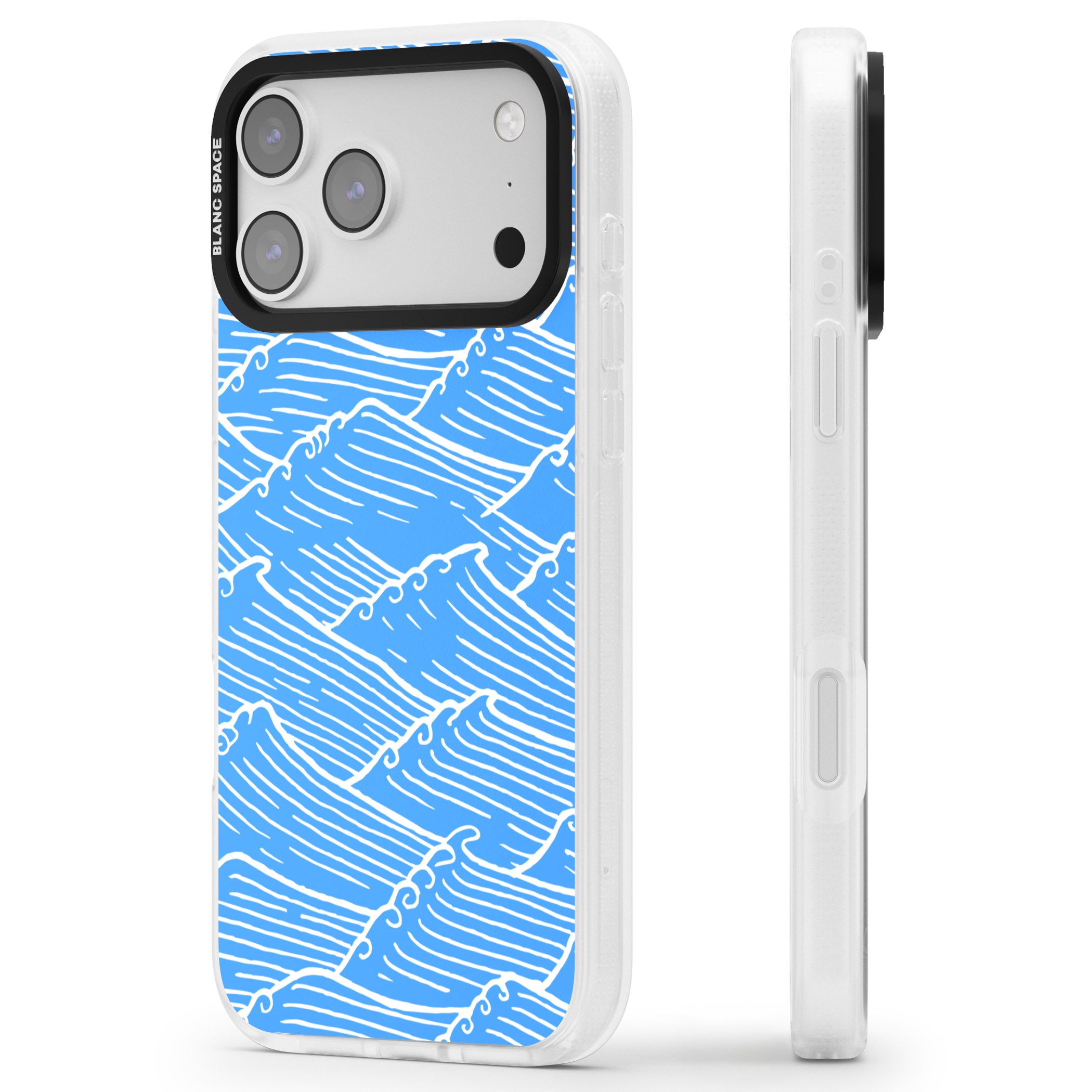 Waves Pattern iPhone 17 Pro Impact Air Clear Phone Case Side Profile