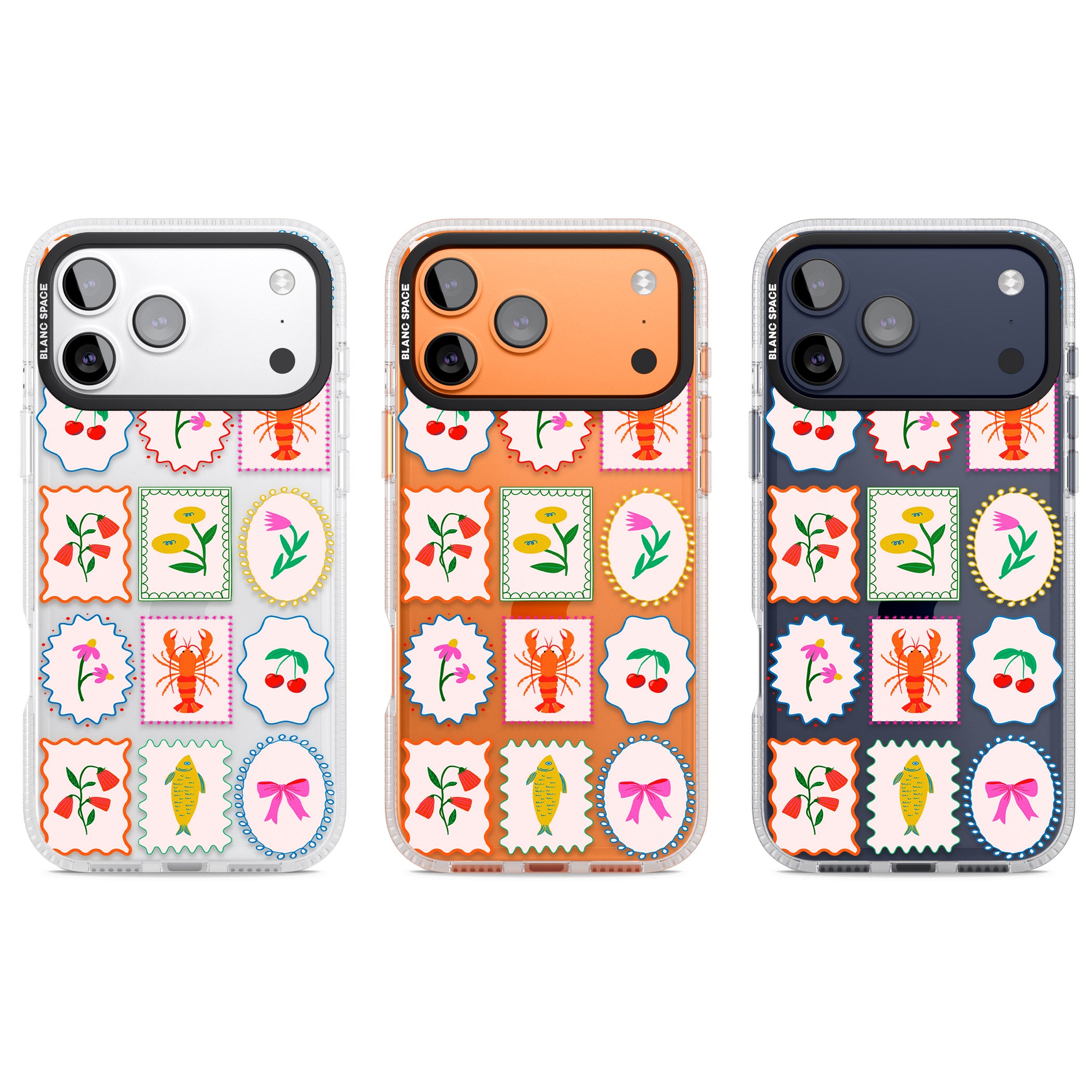 Floral Seafood Stamps iPhone 17 Pro Impact Air Clear Phone Case APT Impact Protection