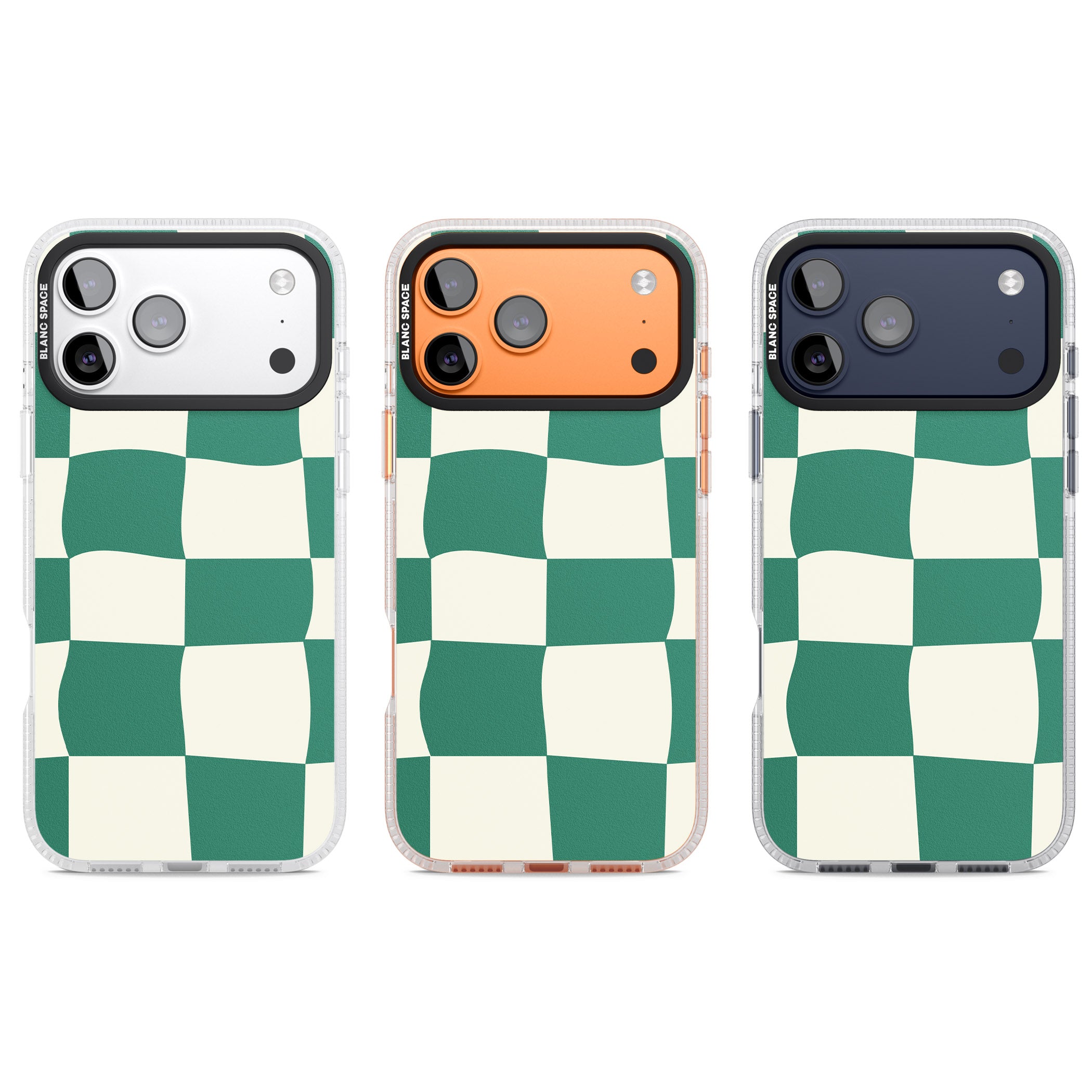 Green & Cream Wavy Check iPhone 17 Pro Impact Air Clear Phone Case APT Impact Protection