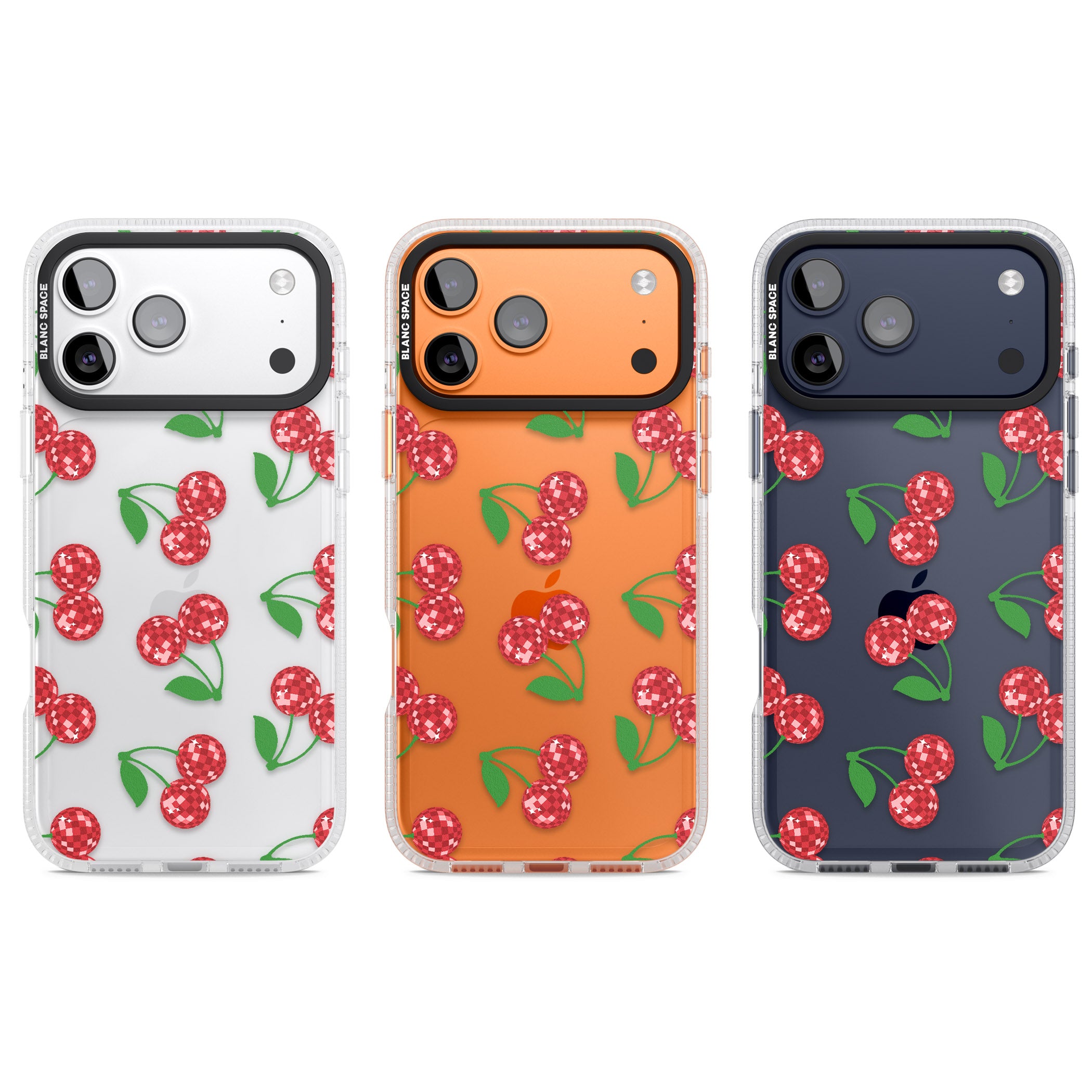 Disco Cherry Pattern iPhone 17 Pro Impact Air Clear Phone Case APT Impact Protection