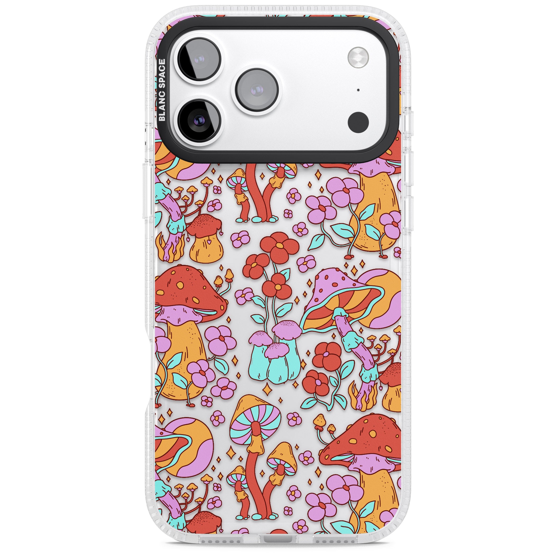 Psychedelic Flowers & Mushrooms iPhone 17 Pro Impact Air Clear Phone Case