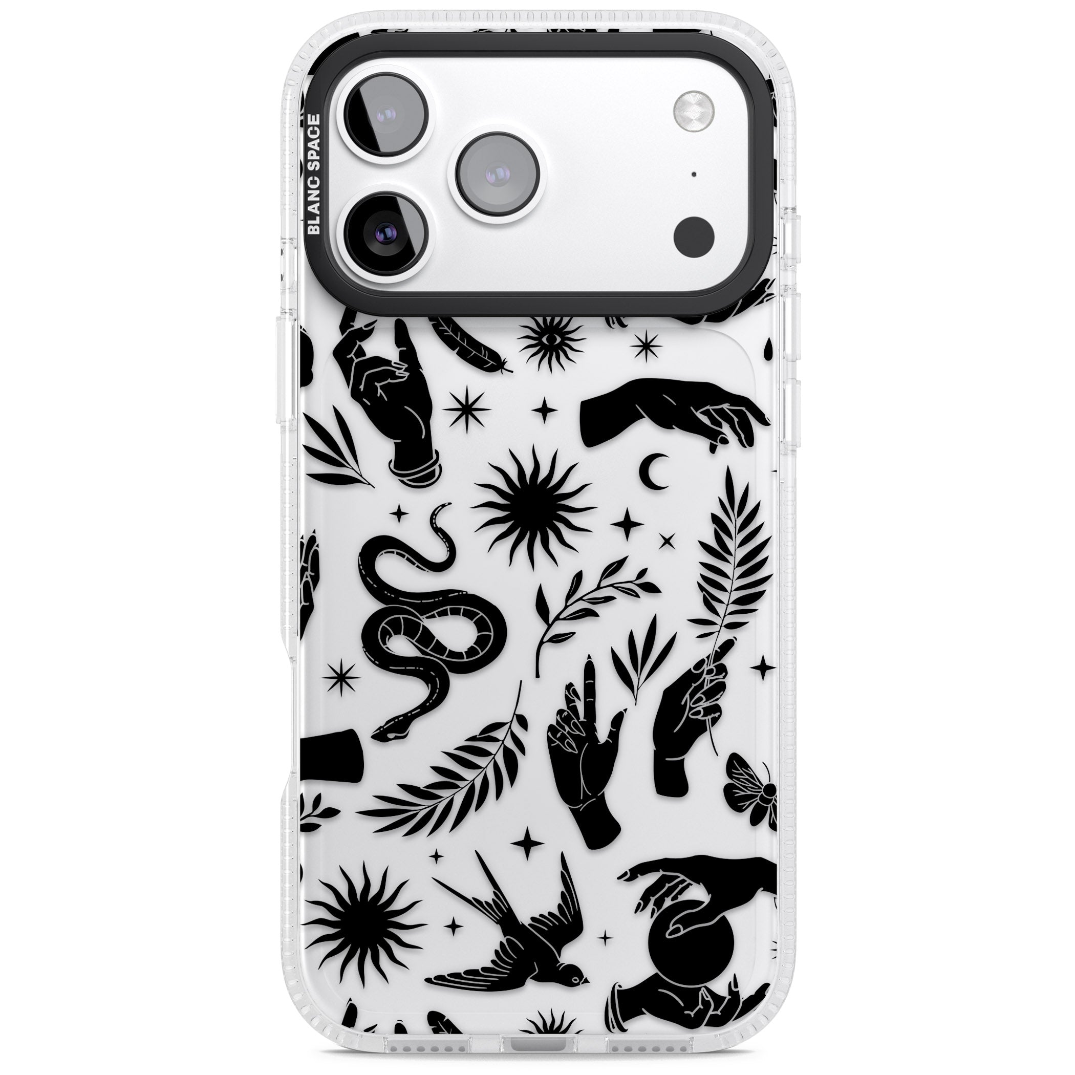 Celestial Pattern (Black) iPhone 17 Pro Impact Air Clear Phone Case