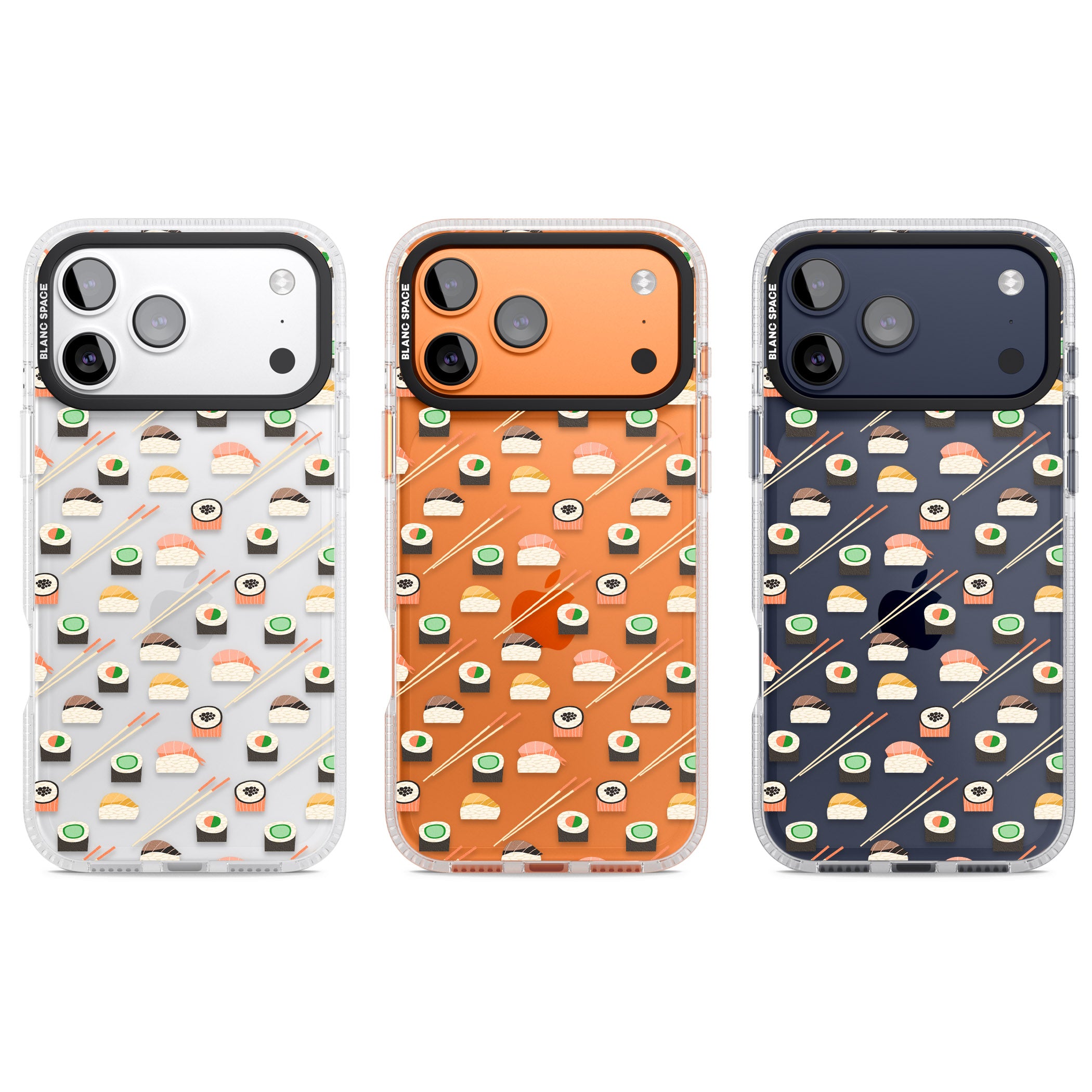 Sushi & Chopsticks Pattern iPhone 17 Pro Impact Air Clear Phone Case APT Impact Protection