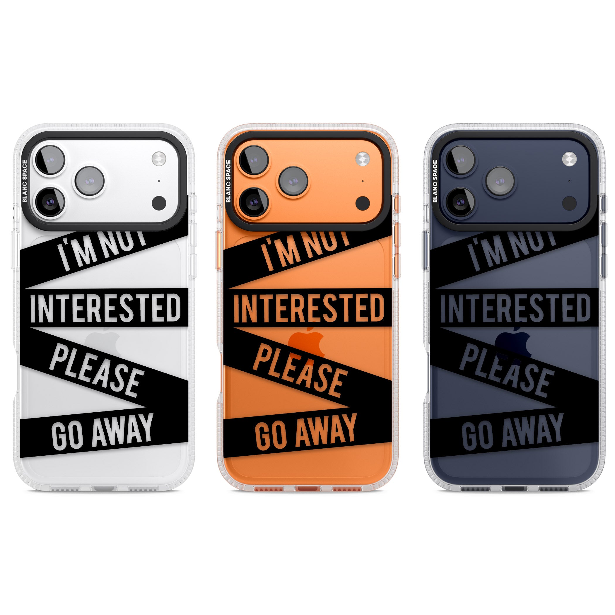 Not Interested Warning iPhone 17 Pro Impact Air Clear Phone Case APT Impact Protection