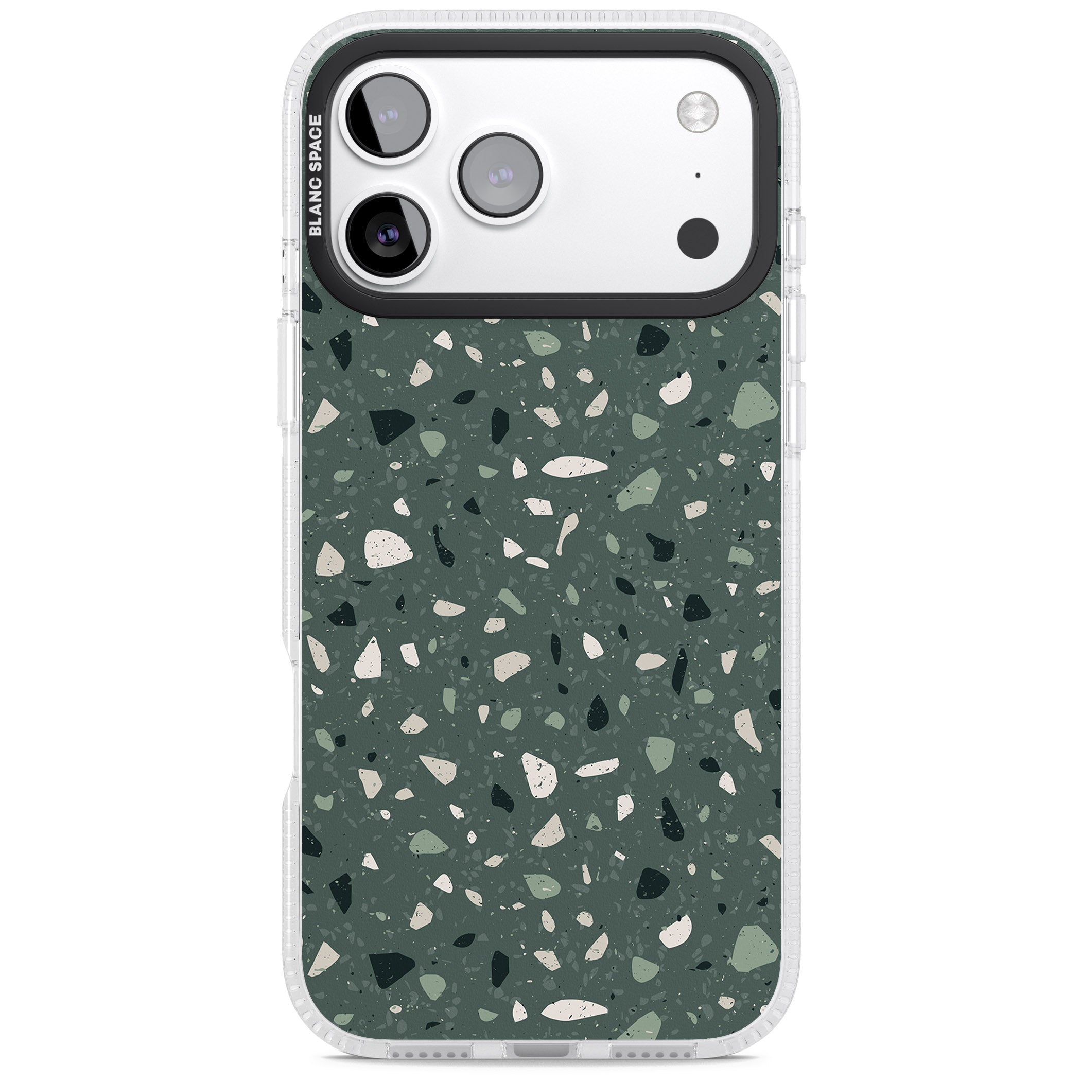 Green & Cream Terrazzo Pattern iPhone 17 Pro Impact Air Clear Phone Case