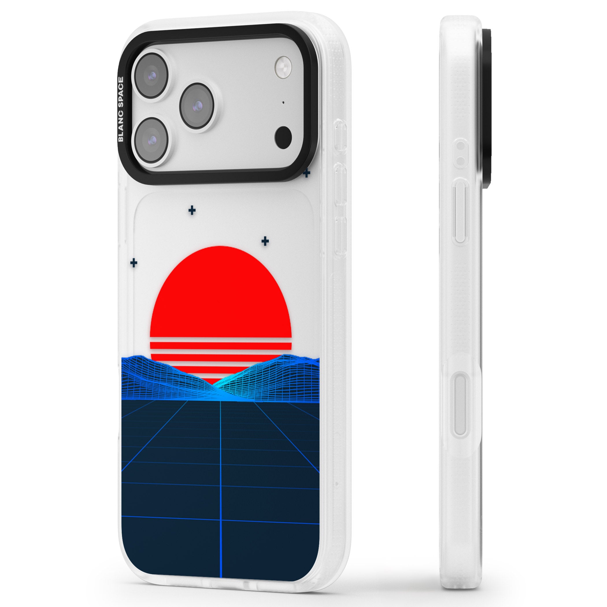 Japanese Sunset Vaporwave iPhone 17 Pro Impact Air Clear Phone Case Side Profile