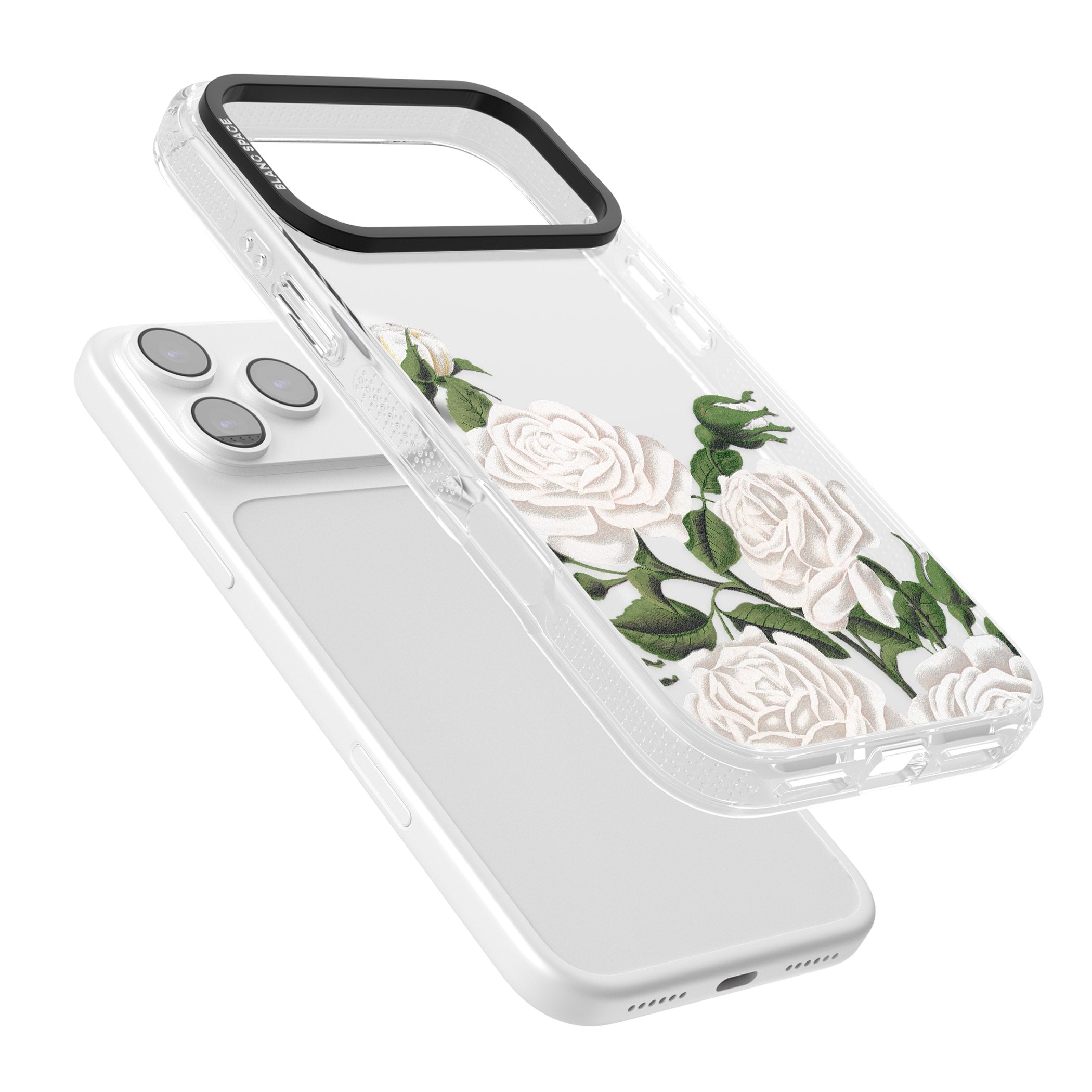 White Vintage Painted Flowers iPhone 17 Pro Impact Air Clear Phone Case Colours