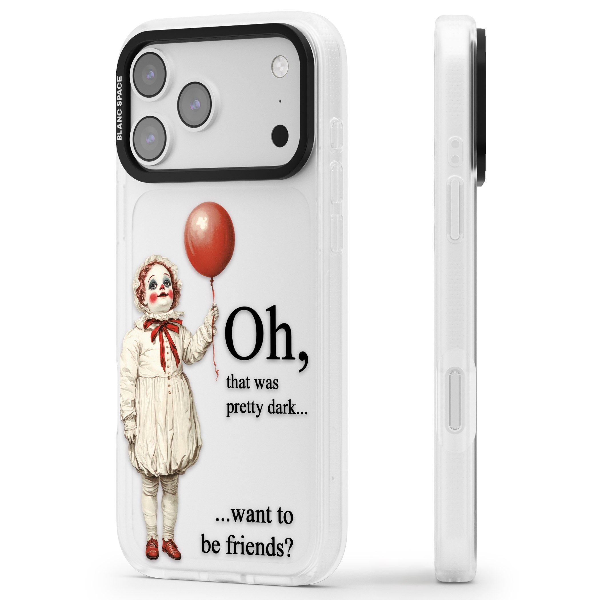 Want To Be Friends? iPhone 17 Pro Impact Air Clear Phone Case Side Profile