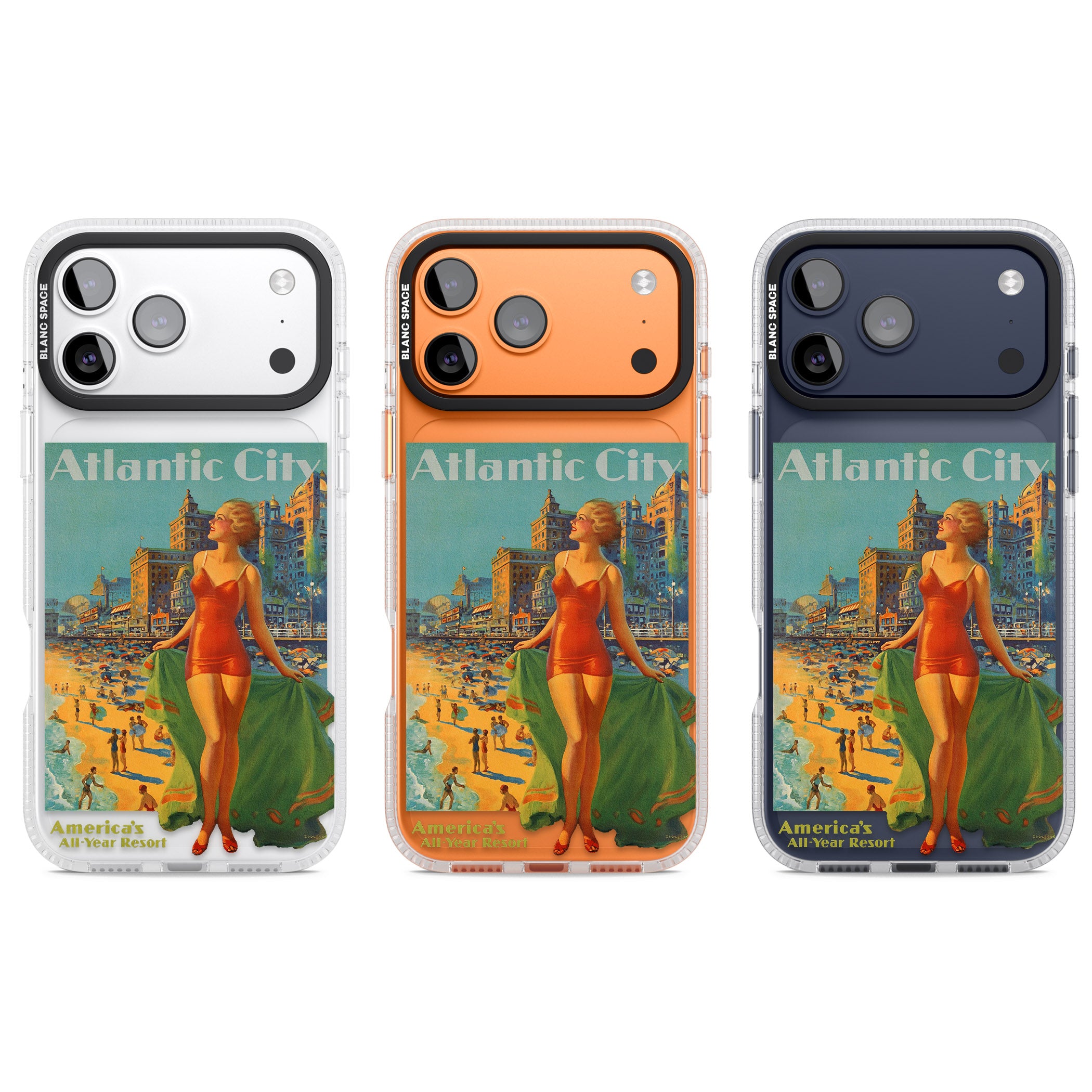 Atlantic City Vacation Poster iPhone 17 Pro Impact Air Clear Phone Case APT Impact Protection