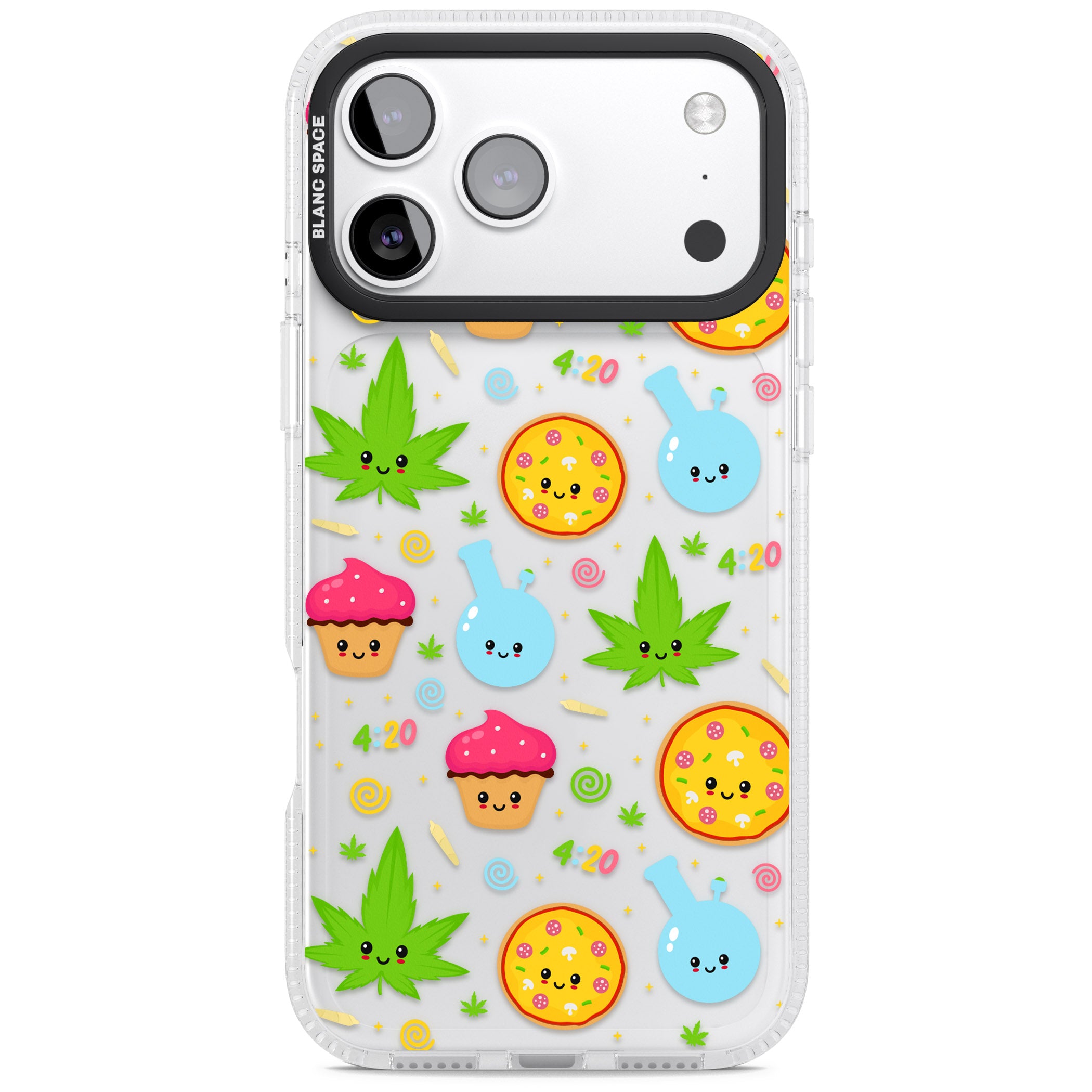 Kawaii Weed Pattern iPhone 17 Pro Impact Air Clear Phone Case
