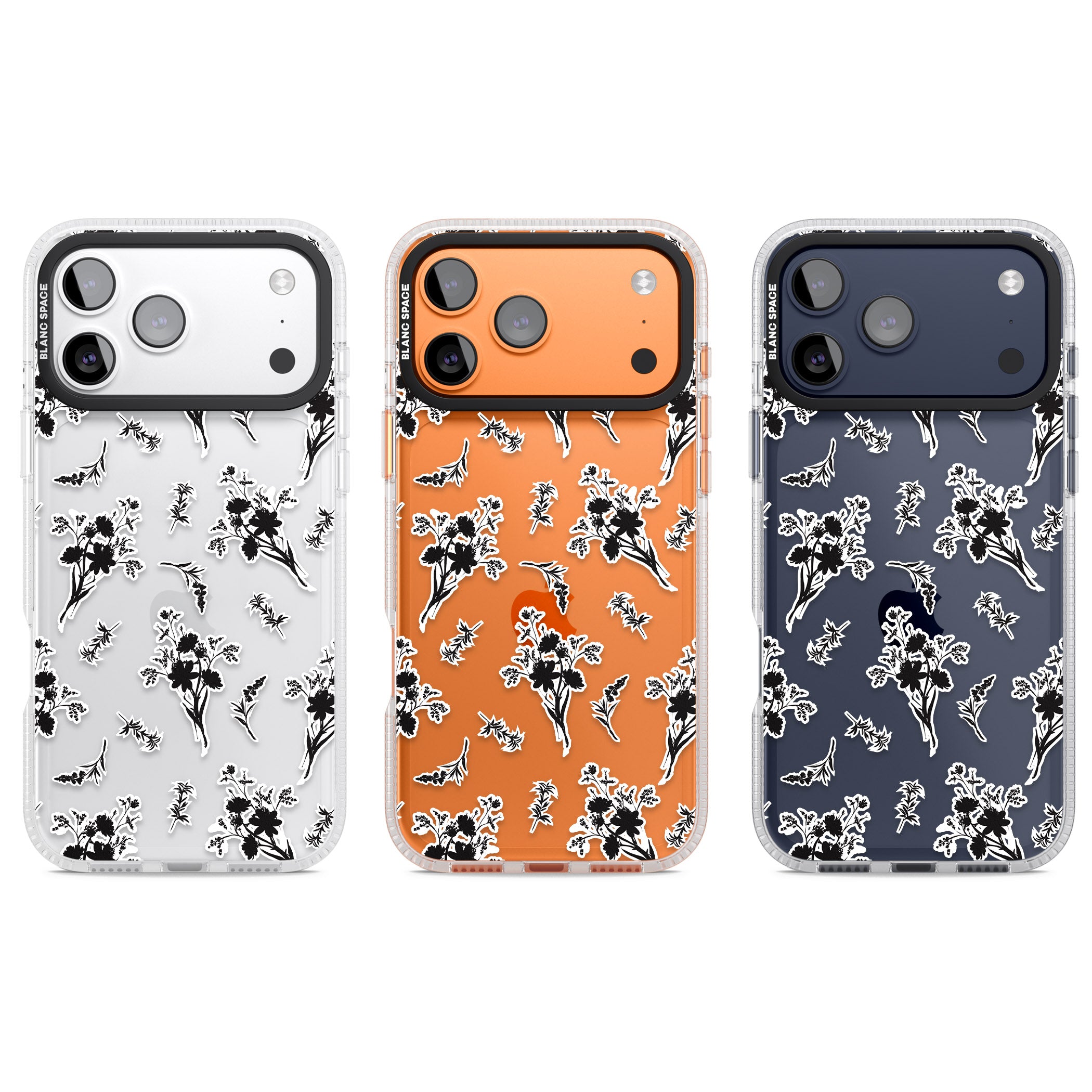 Black Sticker Wildflowers iPhone 17 Pro Impact Air Clear Phone Case APT Impact Protection