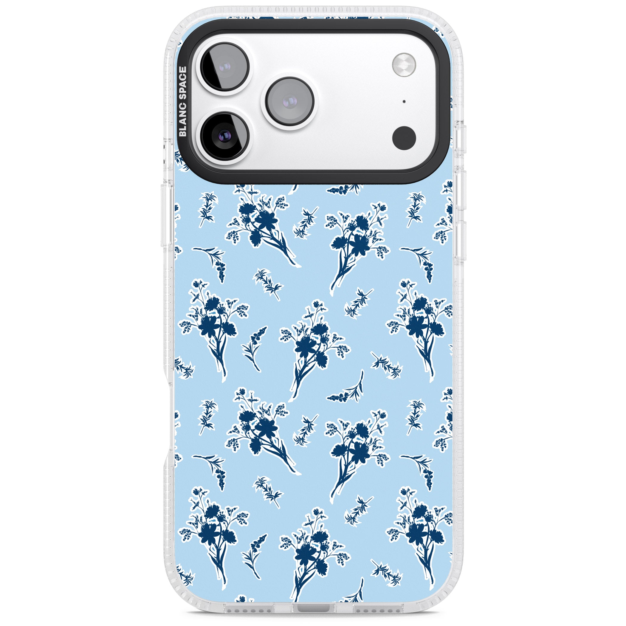 Blue Sticker Wildflowers iPhone 17 Pro Impact Air Clear Phone Case