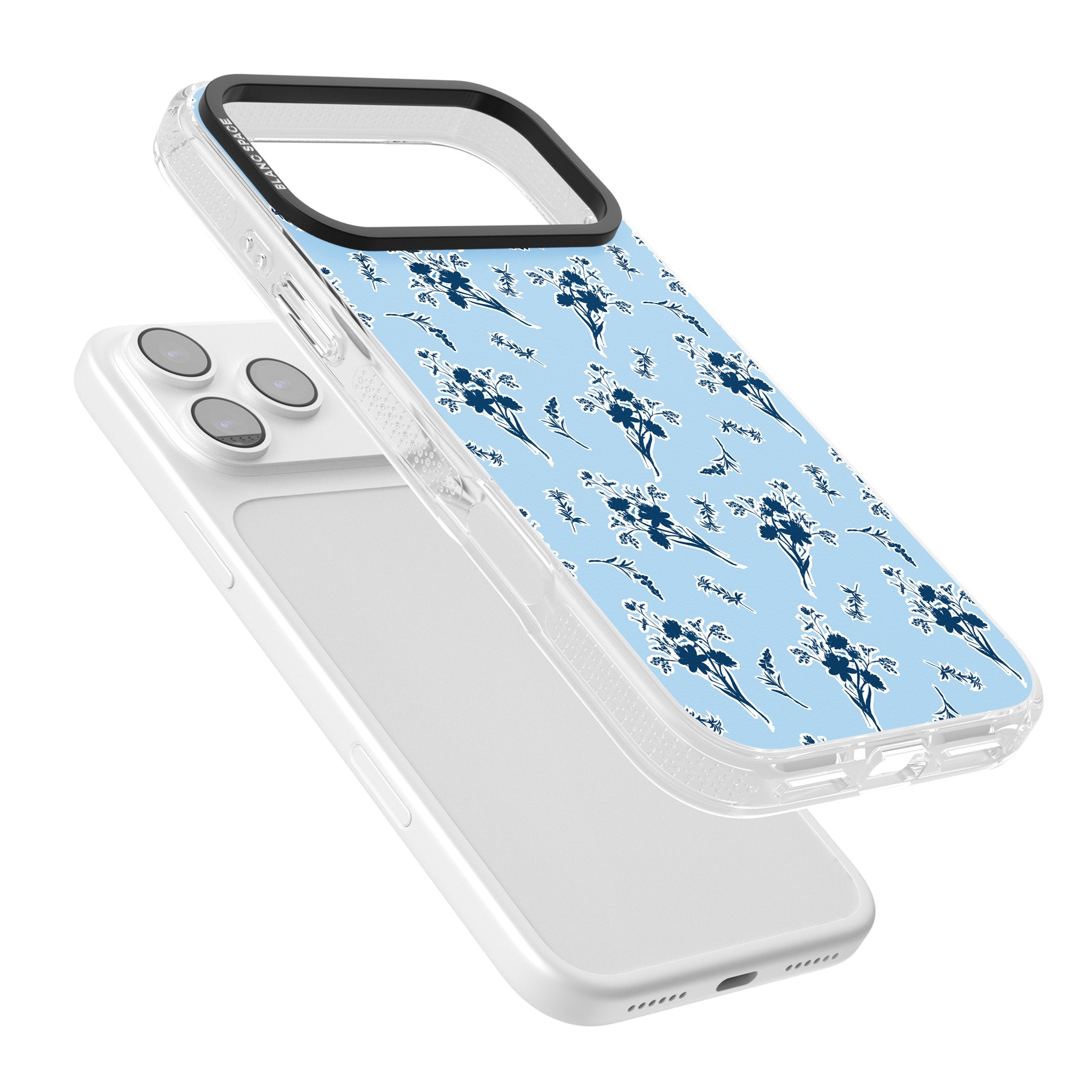 Blue Sticker Wildflowers iPhone 17 Pro Impact Air Clear Phone Case Colours