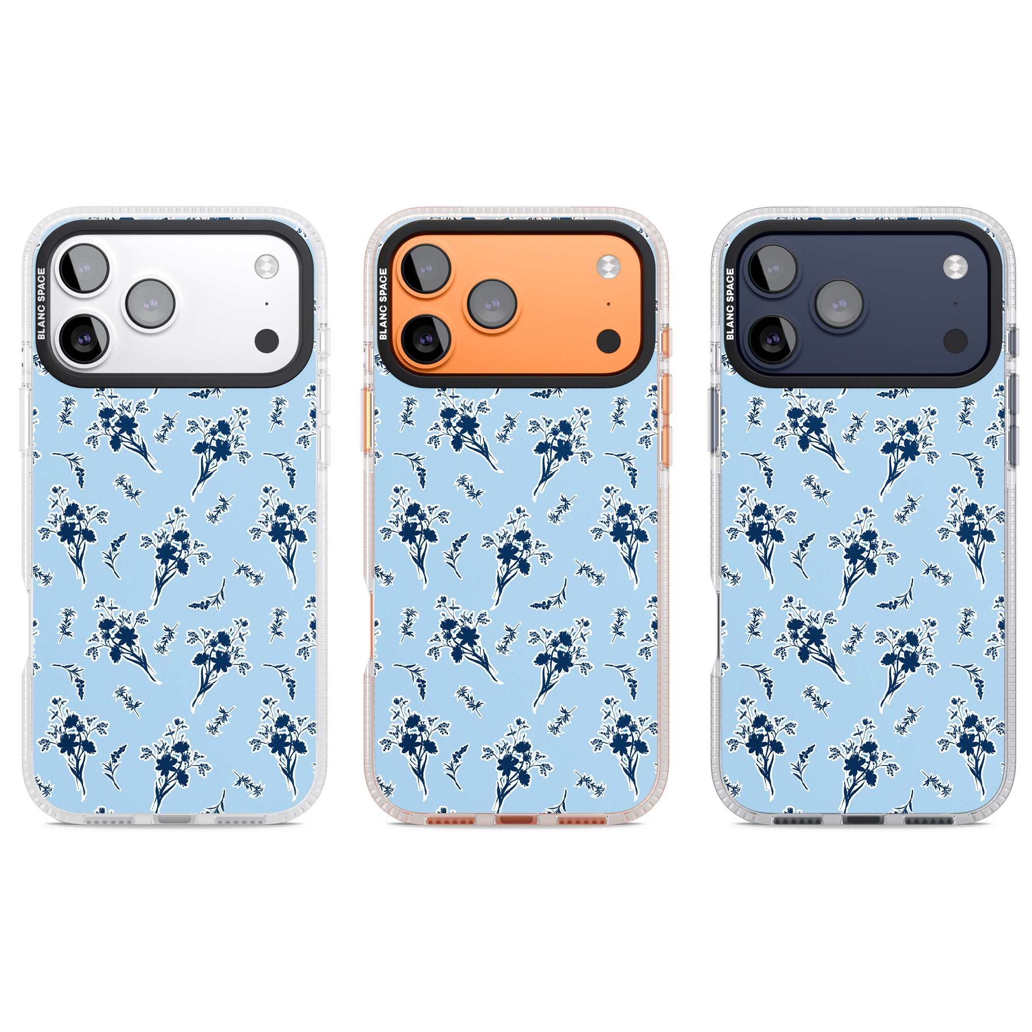 Blue Sticker Wildflowers iPhone 17 Pro Impact Air Clear Phone Case APT Impact Protection