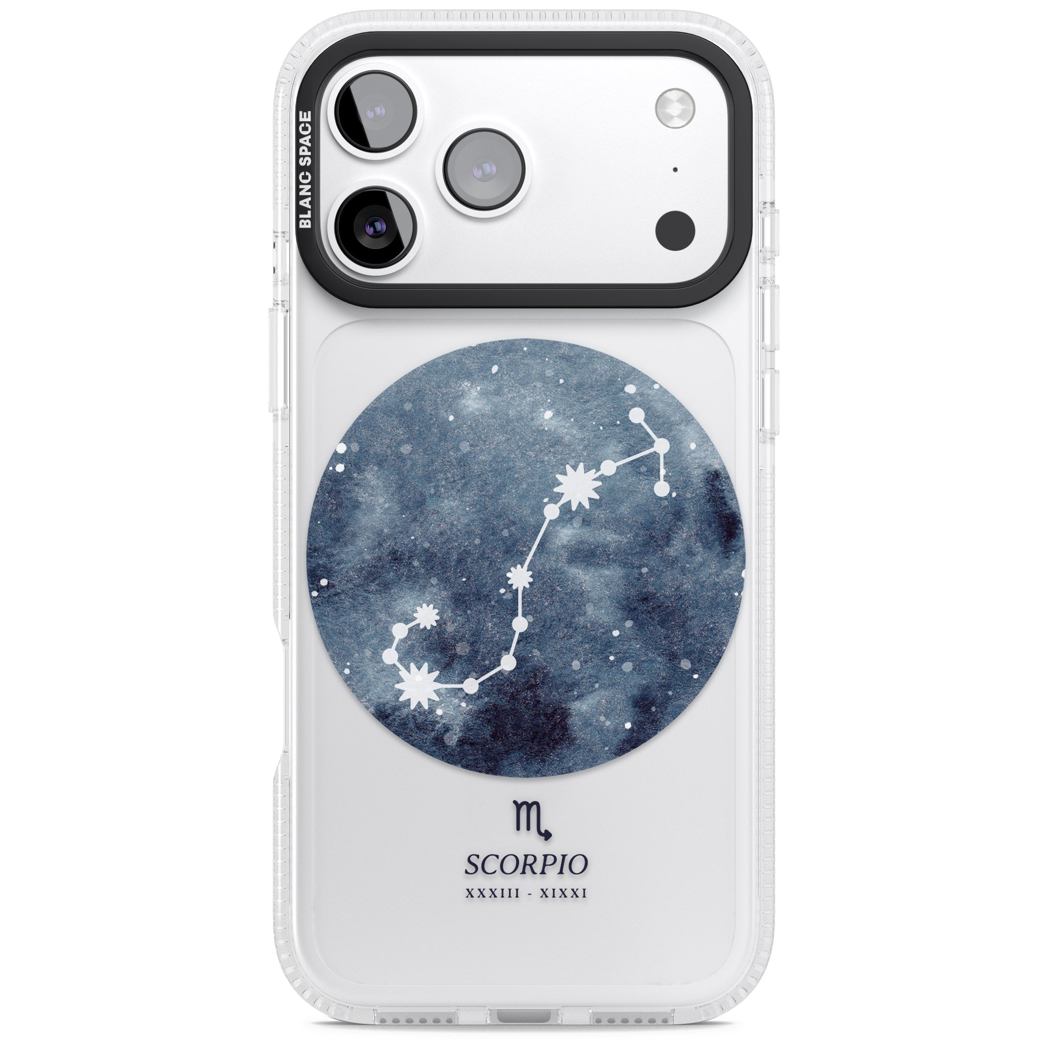 Scorpio Zodiac Blue iPhone 17 Pro Impact Air Clear Phone Case